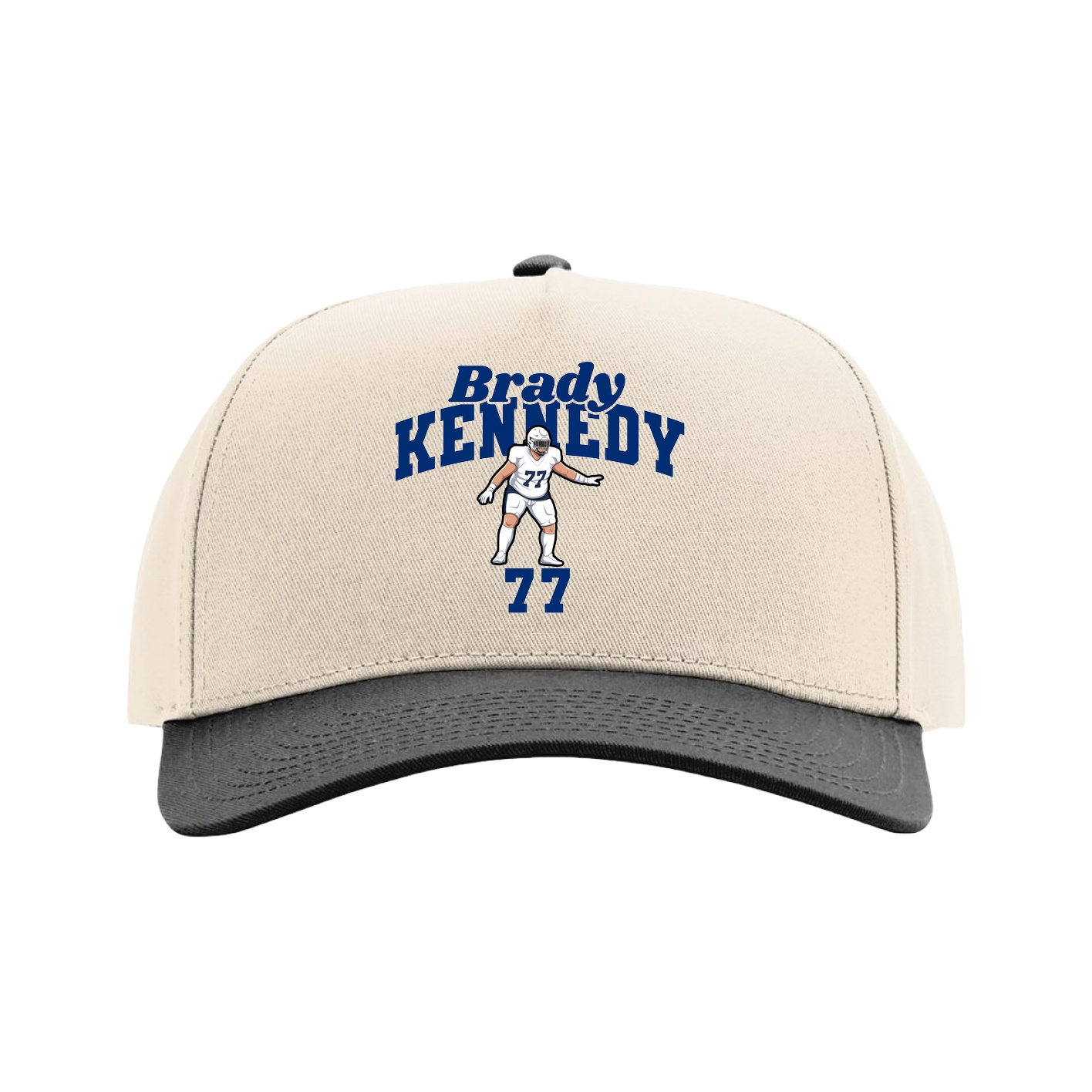 Full Fabric Five-Panel Champ Cap — Signature Arch in Cream/Black