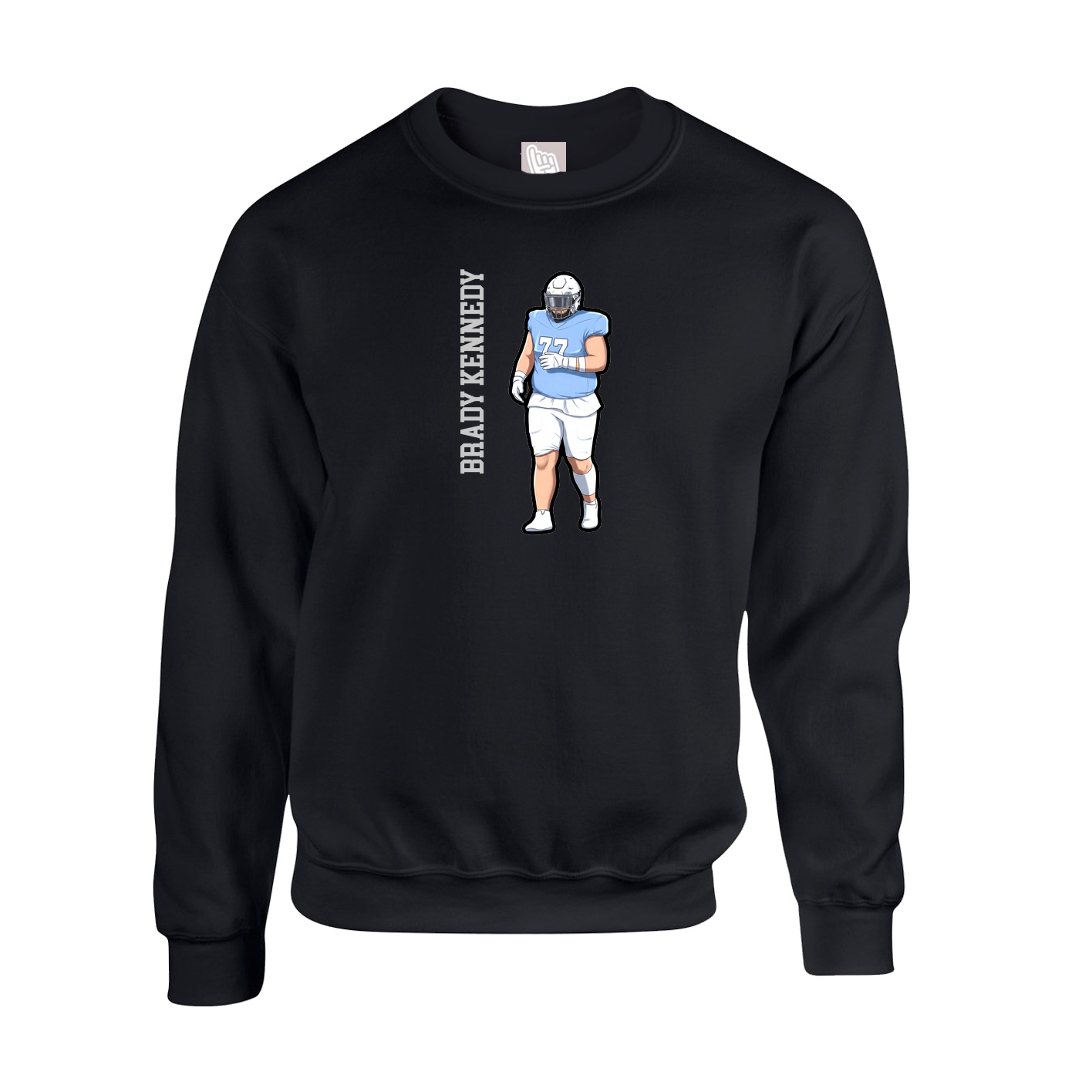 Fleece Crew — Name Vertical in Black