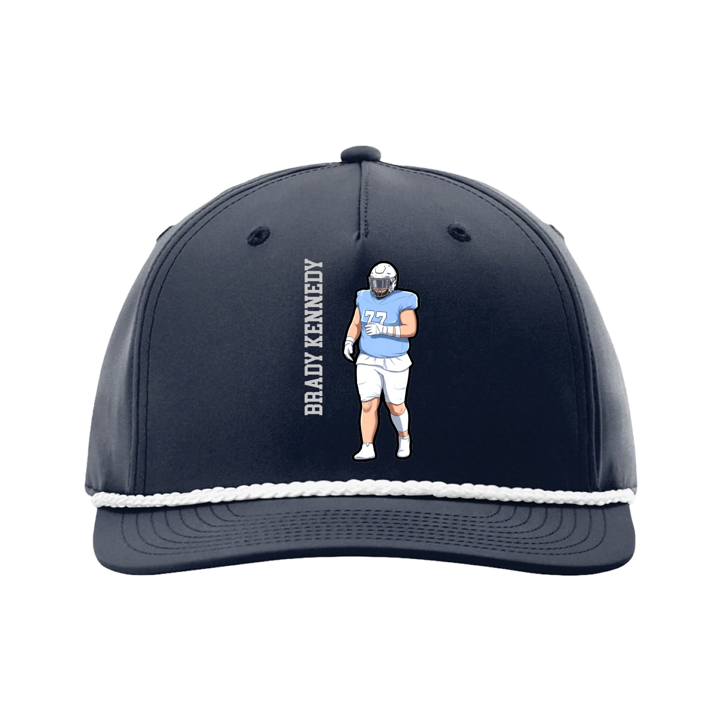 Five-Panel Classic Rope Cap — Name Vertical in Navy