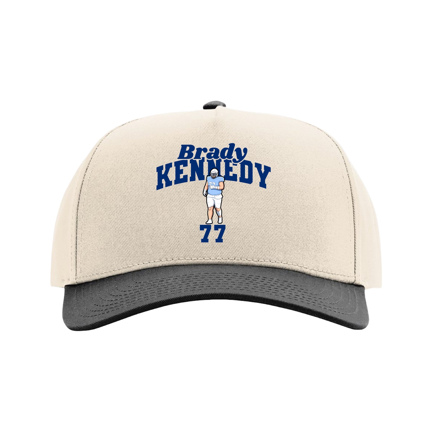 Full Fabric Five-Panel Champ Cap — Signature Arch in Cream/Black