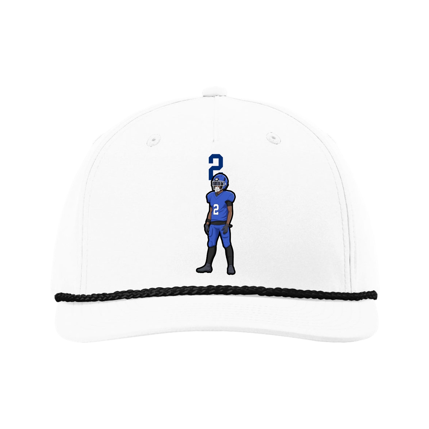 Five-Panel Classic Rope Cap — Number Top in White