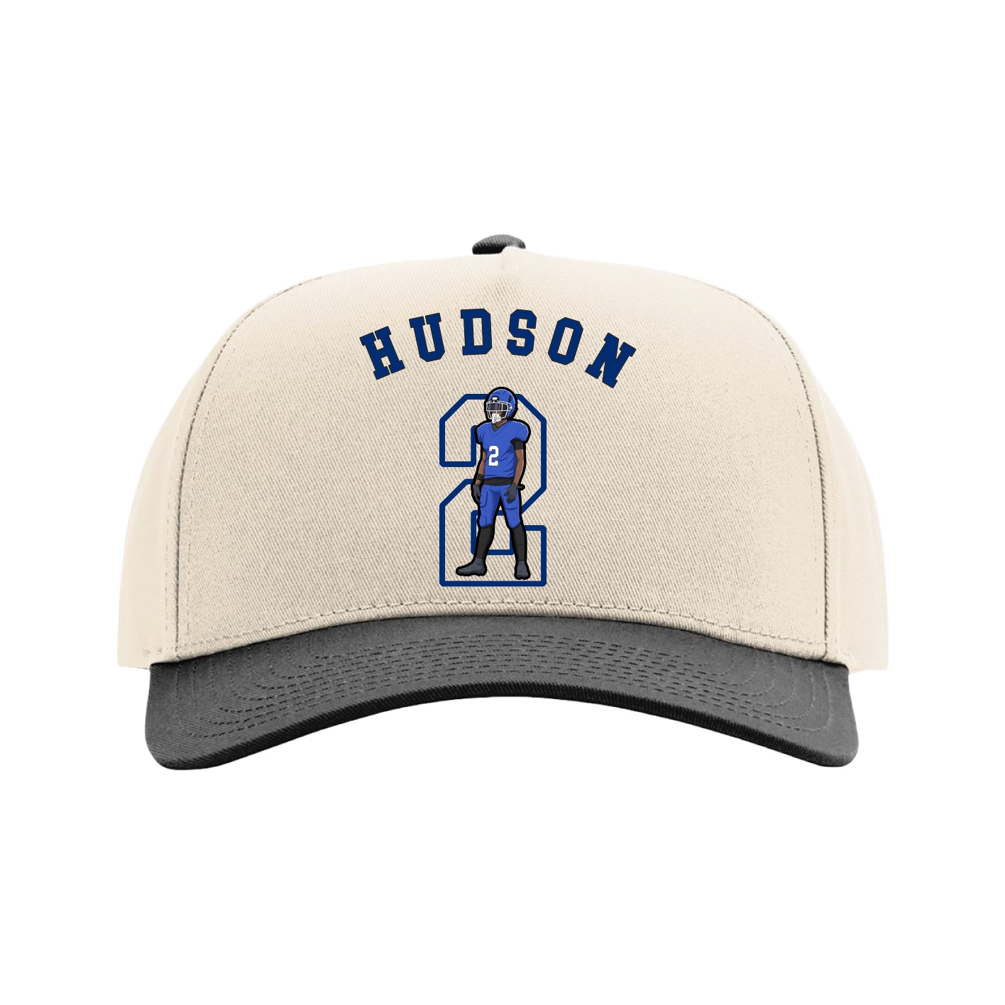 Full Fabric Five-Panel Champ Cap — Shirsey Arch in Cream/Black