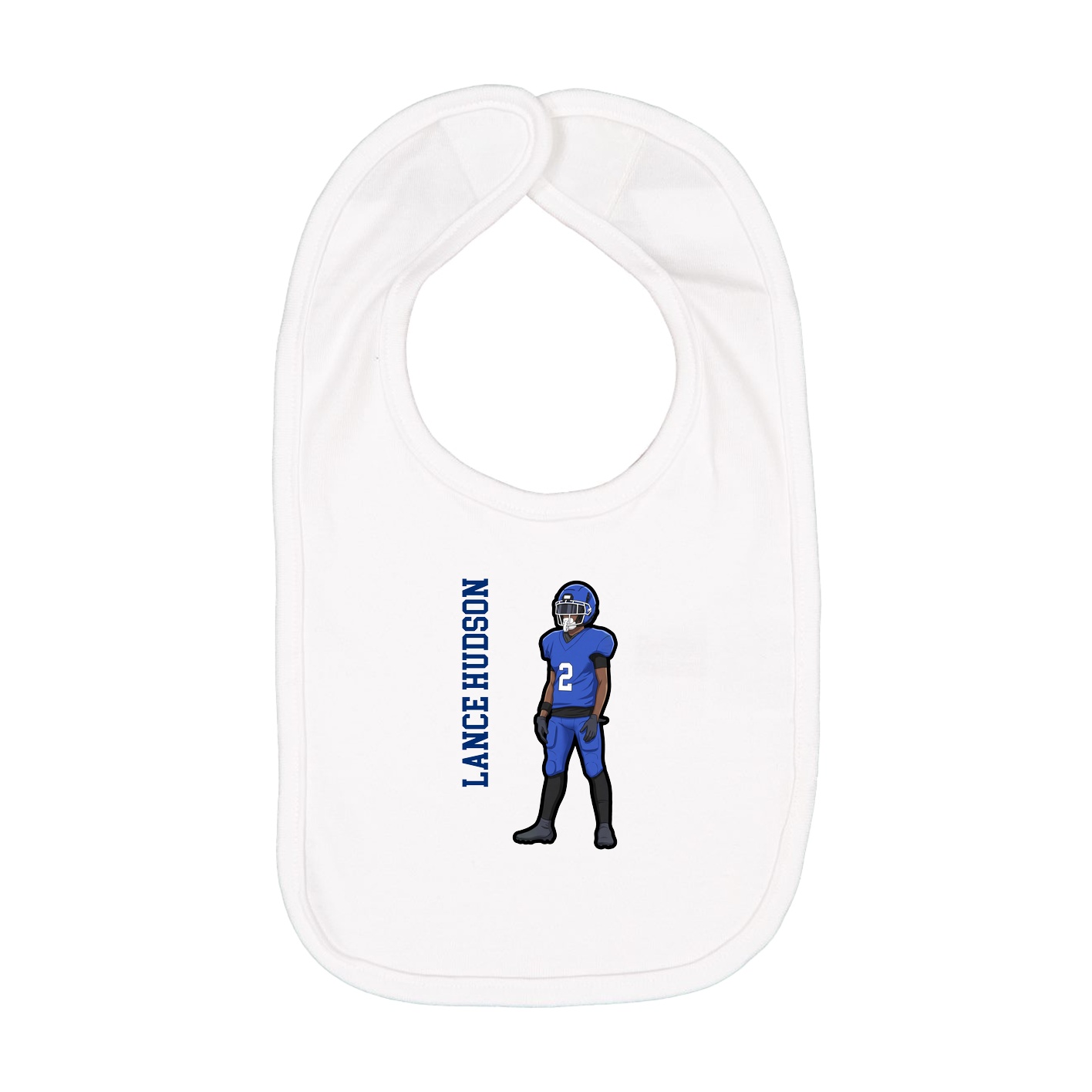 Infant Bib — Name Vertical in White