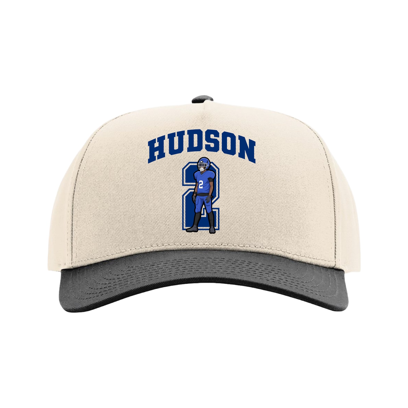 Full Fabric Five-Panel Champ Cap — Number in Cream/Black