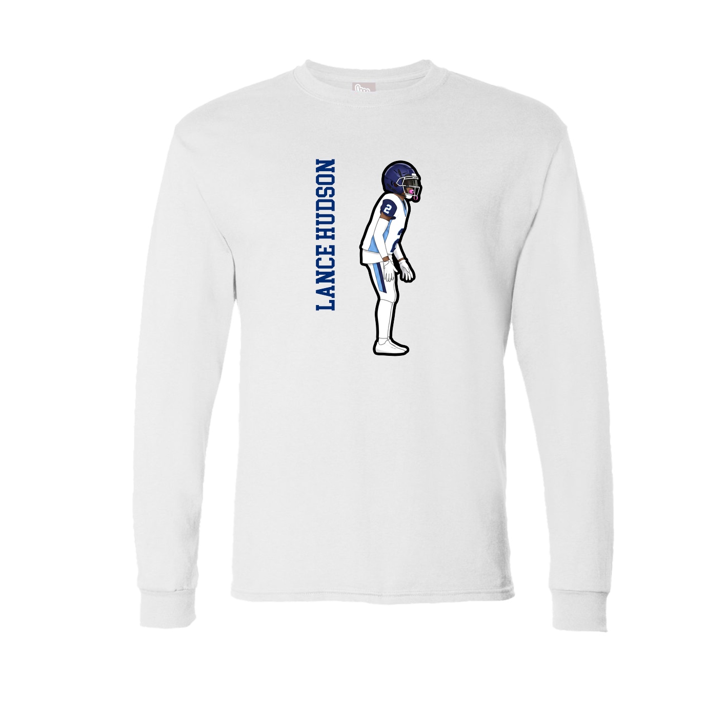Long Sleeve Tee — Name Vertical in White