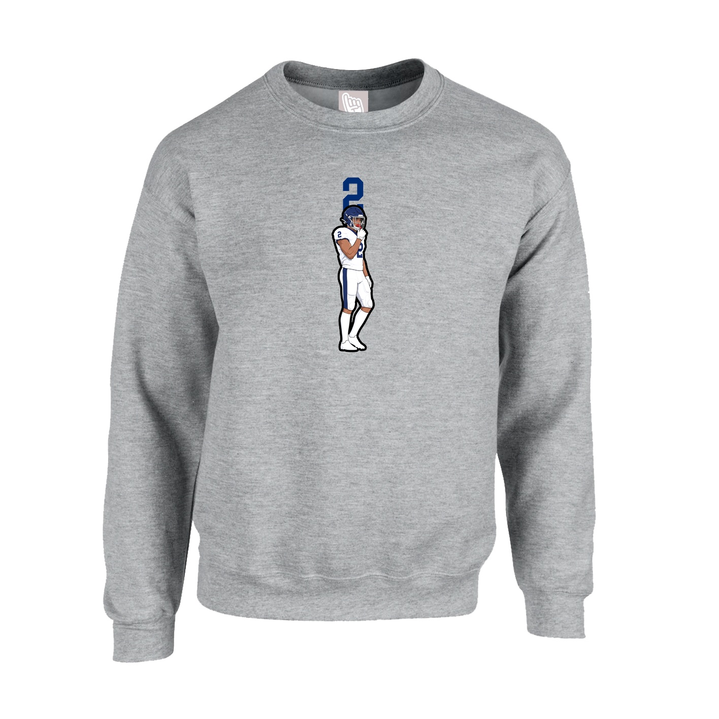Fleece Crew — Number Top in Grey