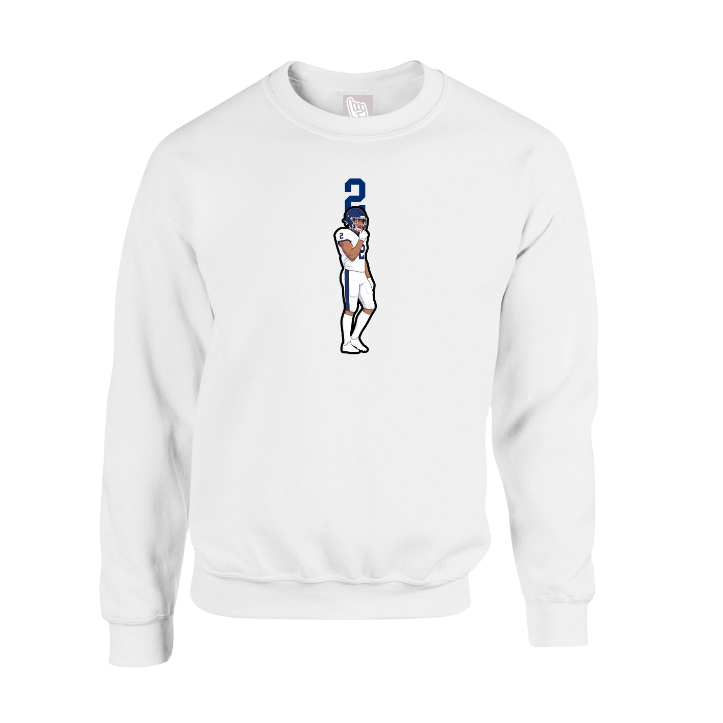 Fleece Crew — Number Top in White
