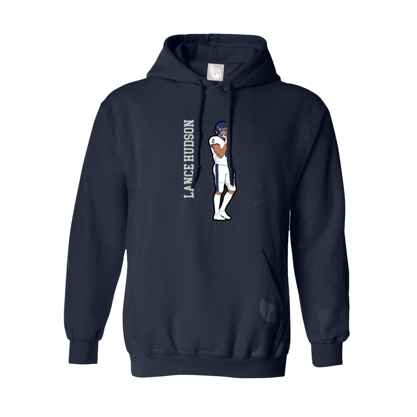 Hoodie — Name Vertical in Navy