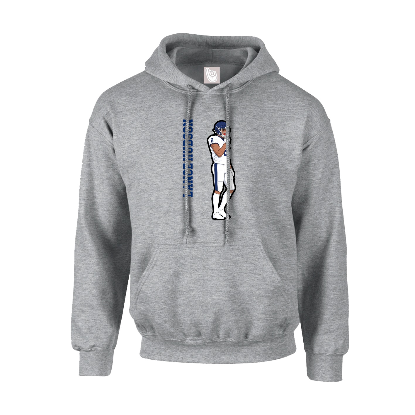 Hoodie — Name Vertical in Grey