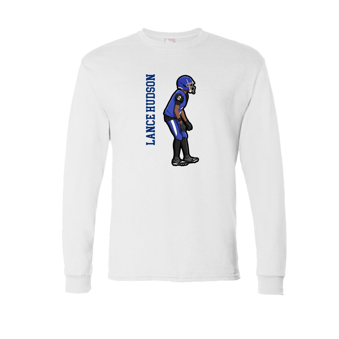 Long Sleeve Tee — Name Vertical in White