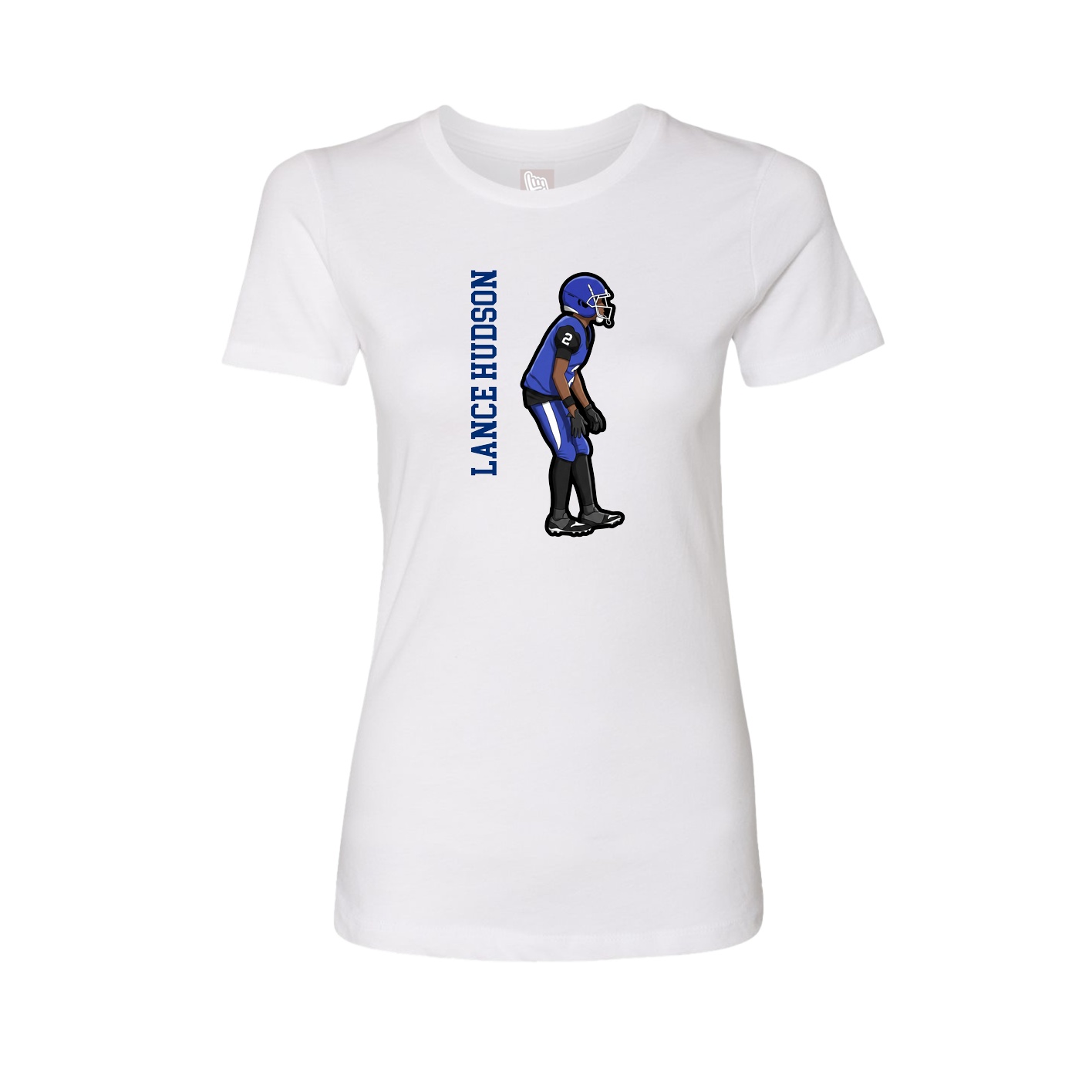 Womens Tee — Name Vertical in White