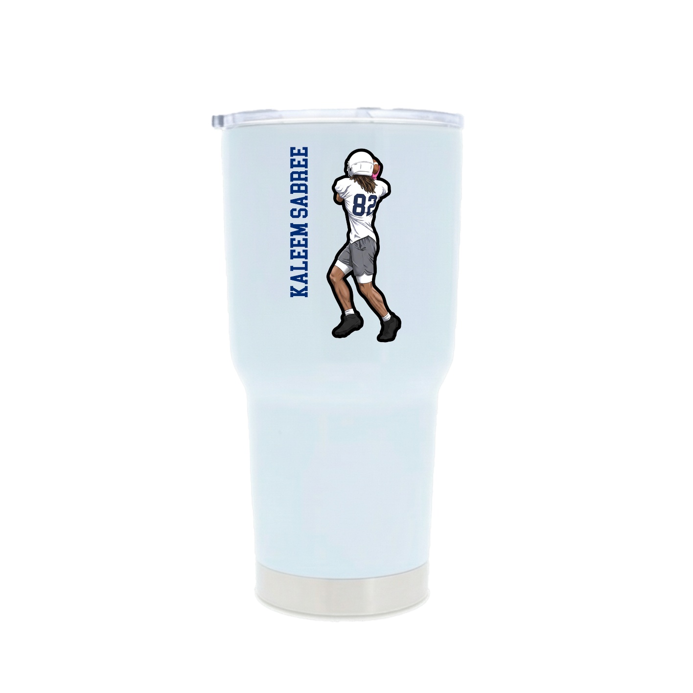 30oz Stainless Steel Tumbler — Name Vertical in White