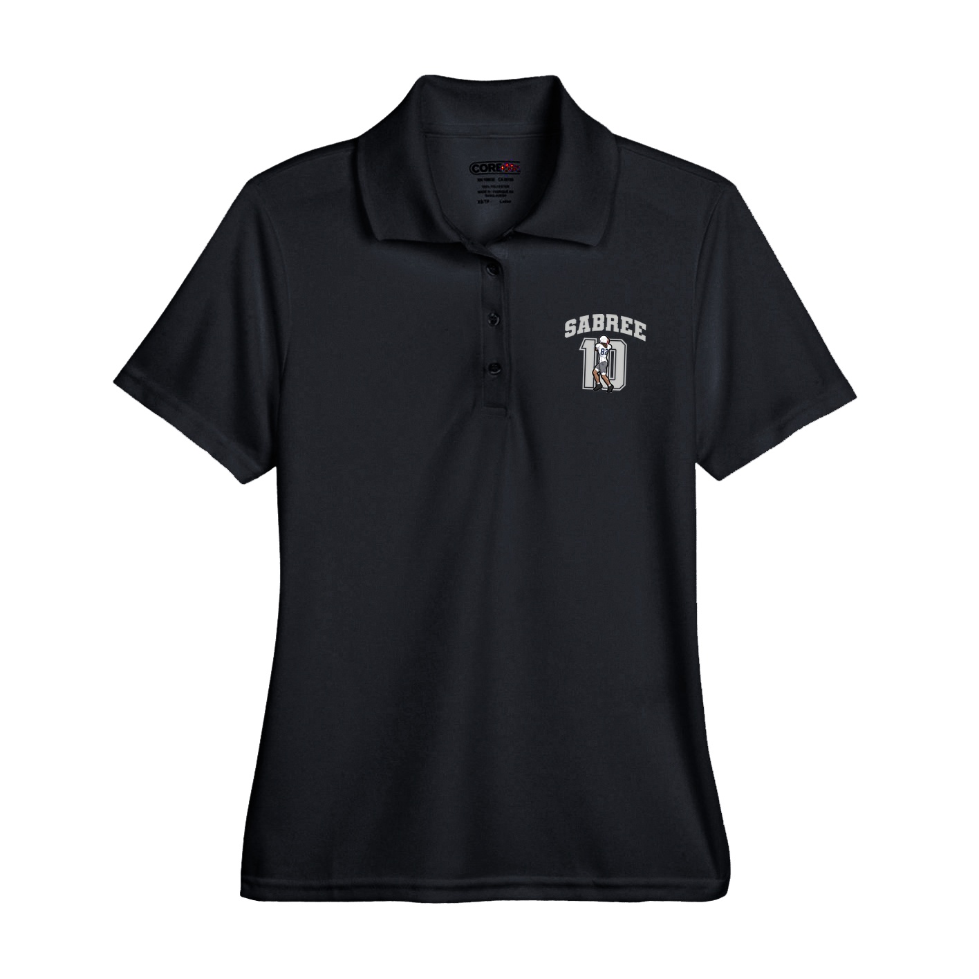 Womens Performance Polo — Number in Black