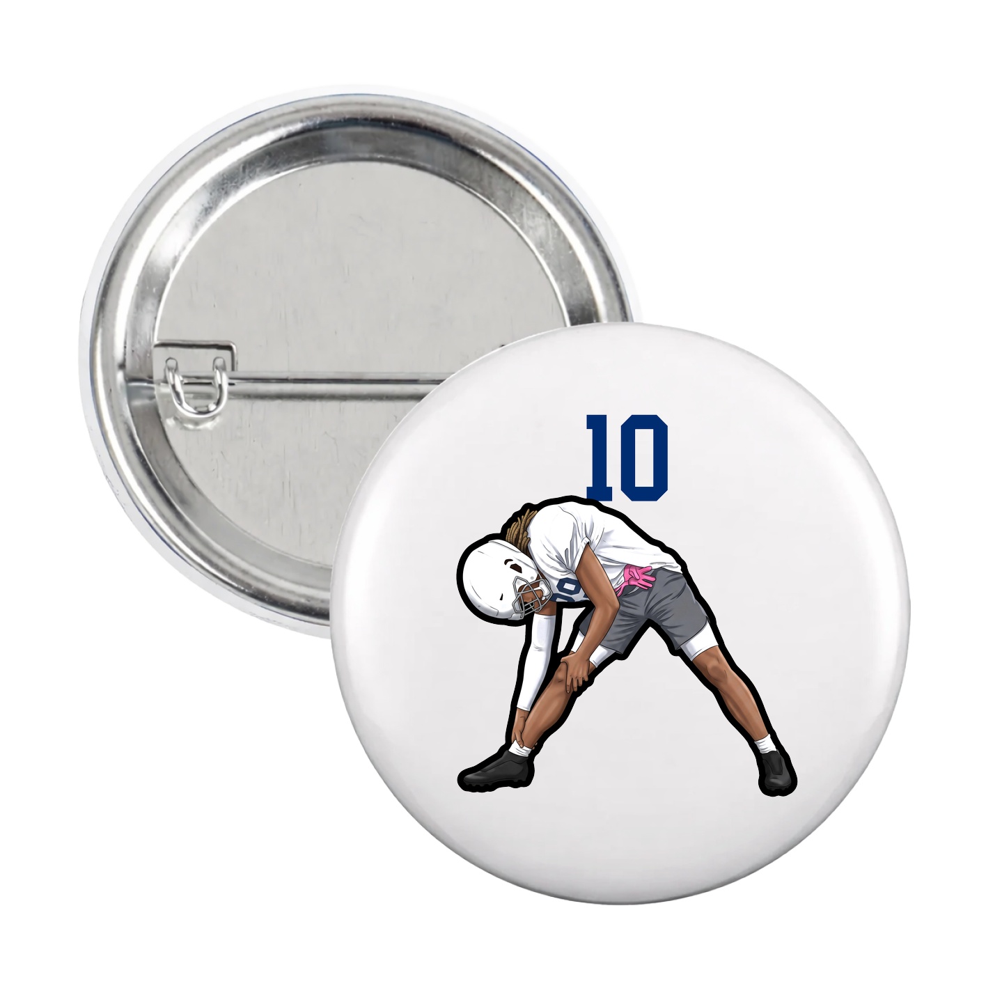 Game Day Button — Number Top in White