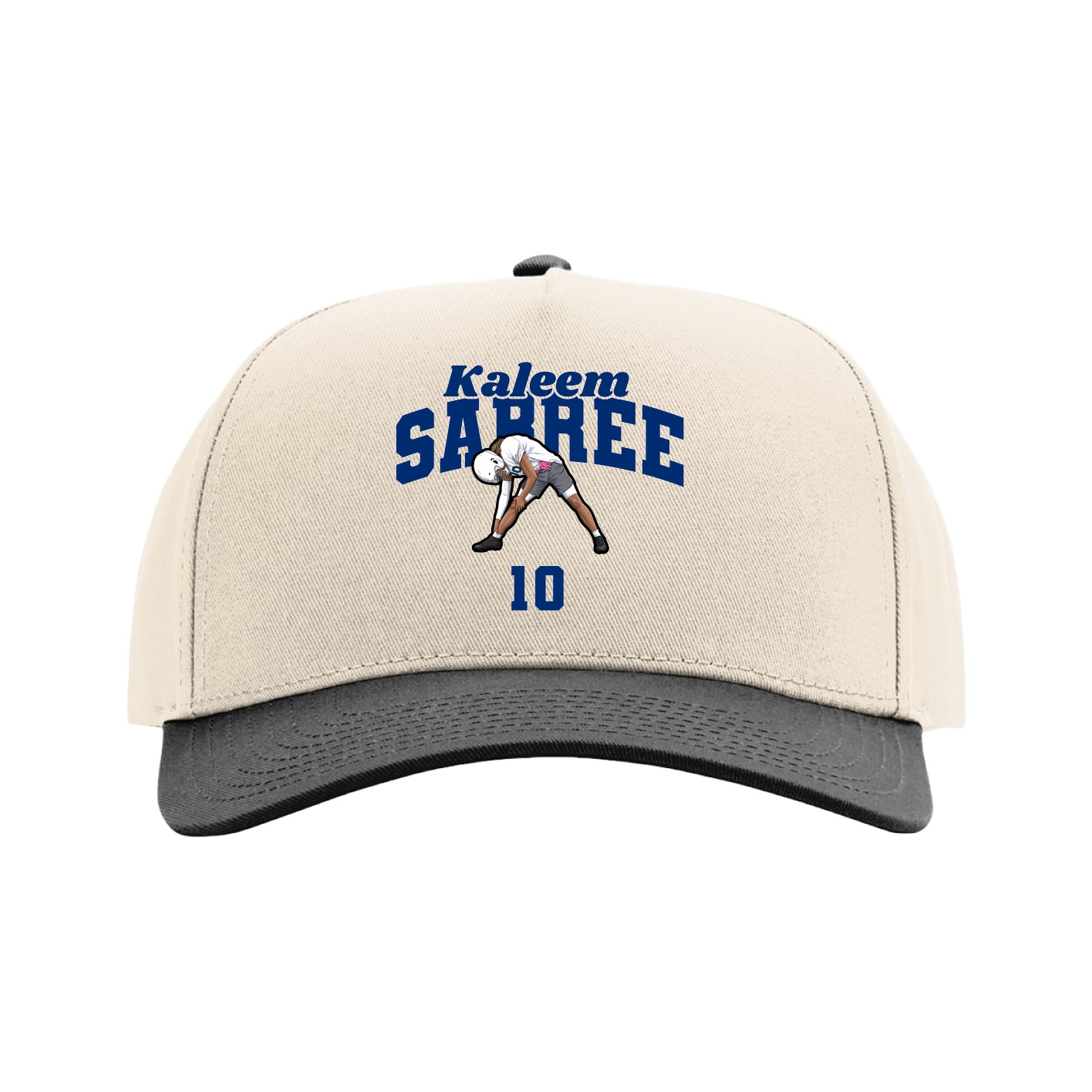 Full Fabric Five-Panel Champ Cap — Signature Arch in Cream/Black