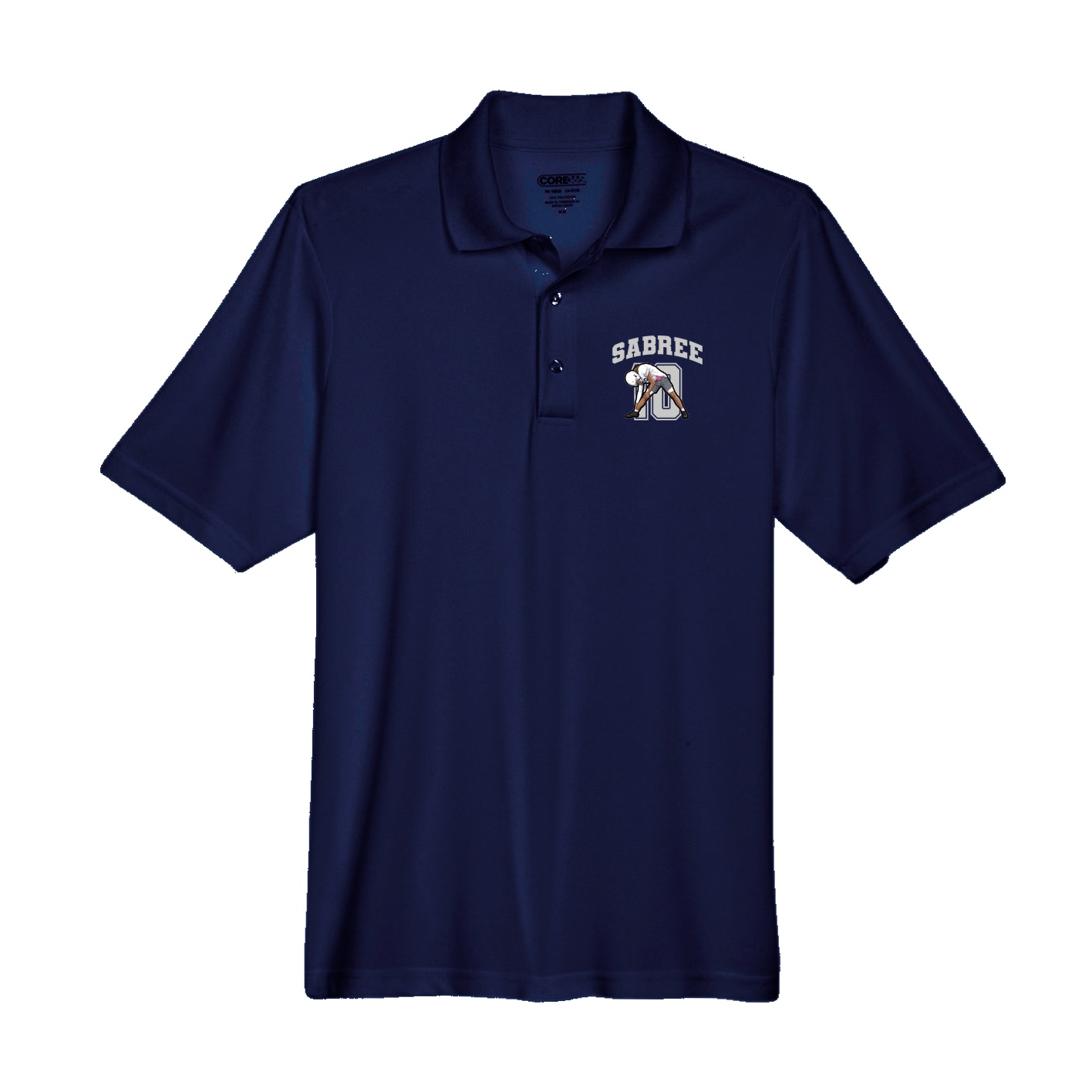 Performance Polo — Number in Navy