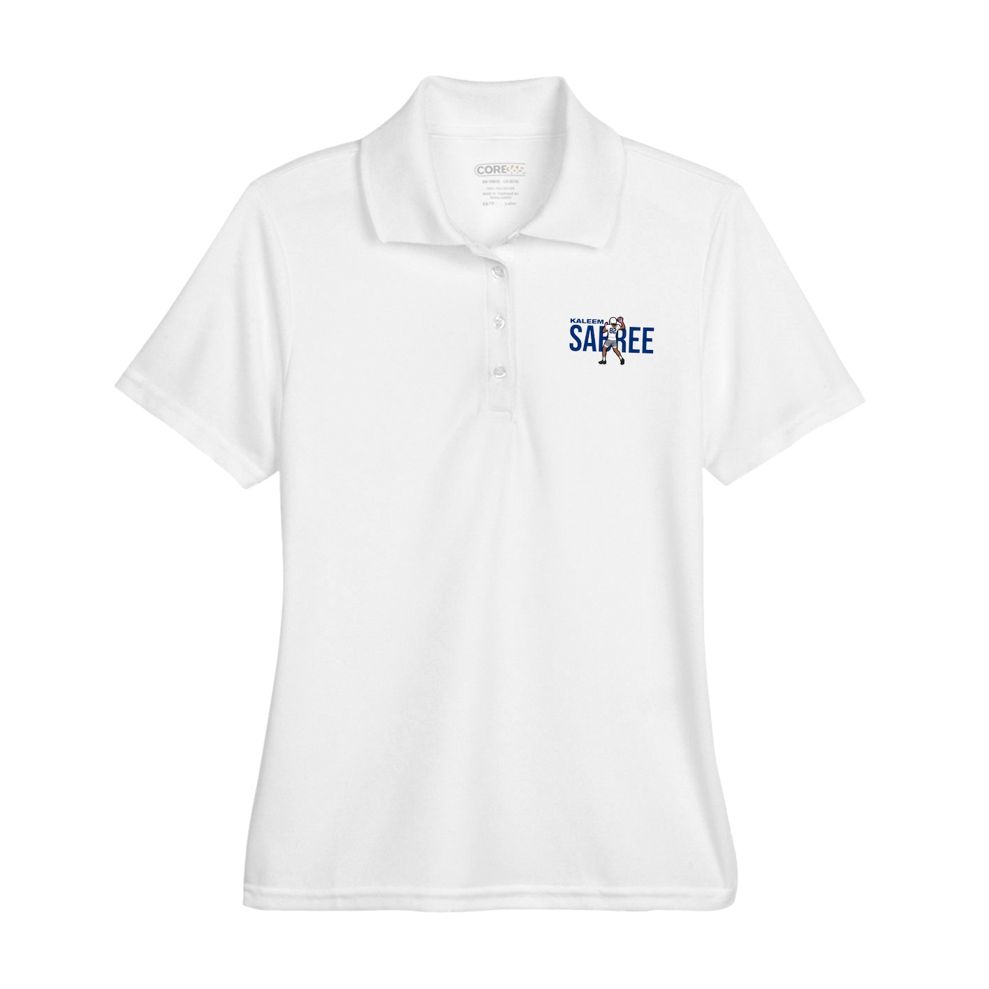 Womens Performance Polo — Player Name in White