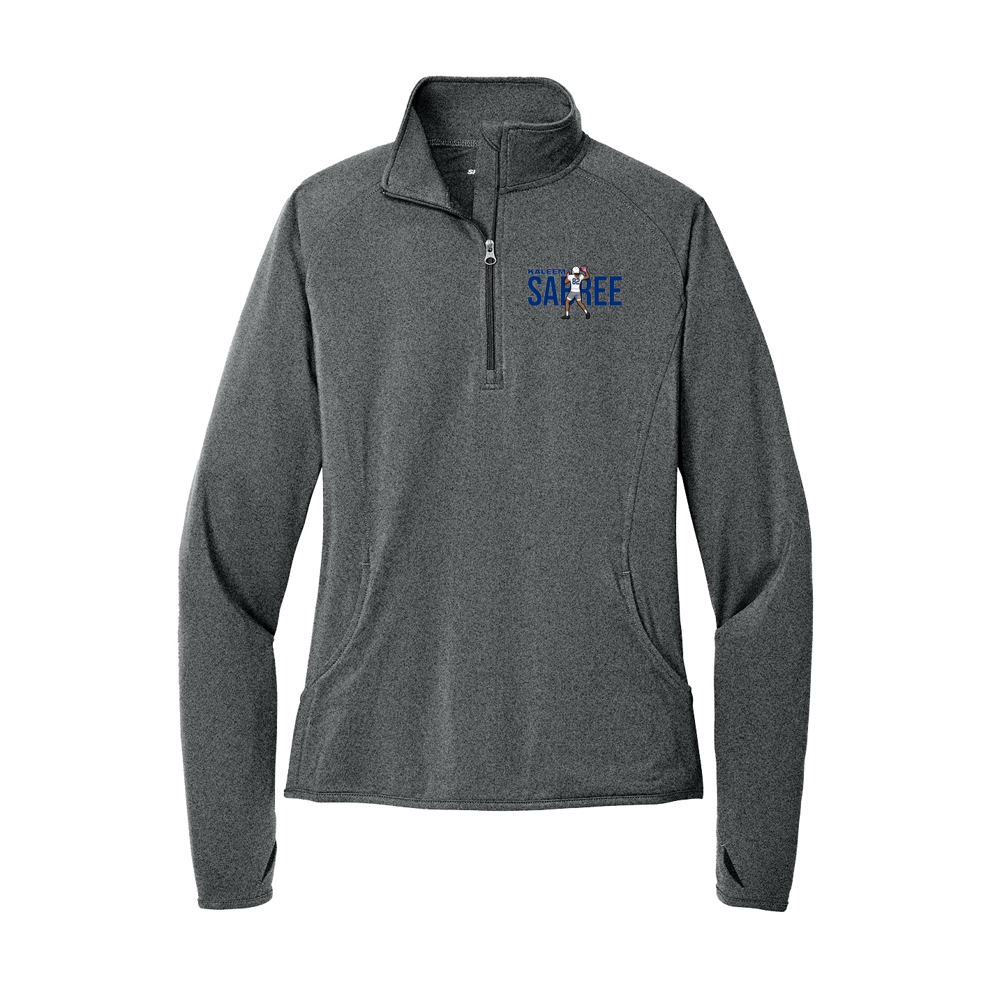 Women's Q-Zip Pullover — Player Name in Grey