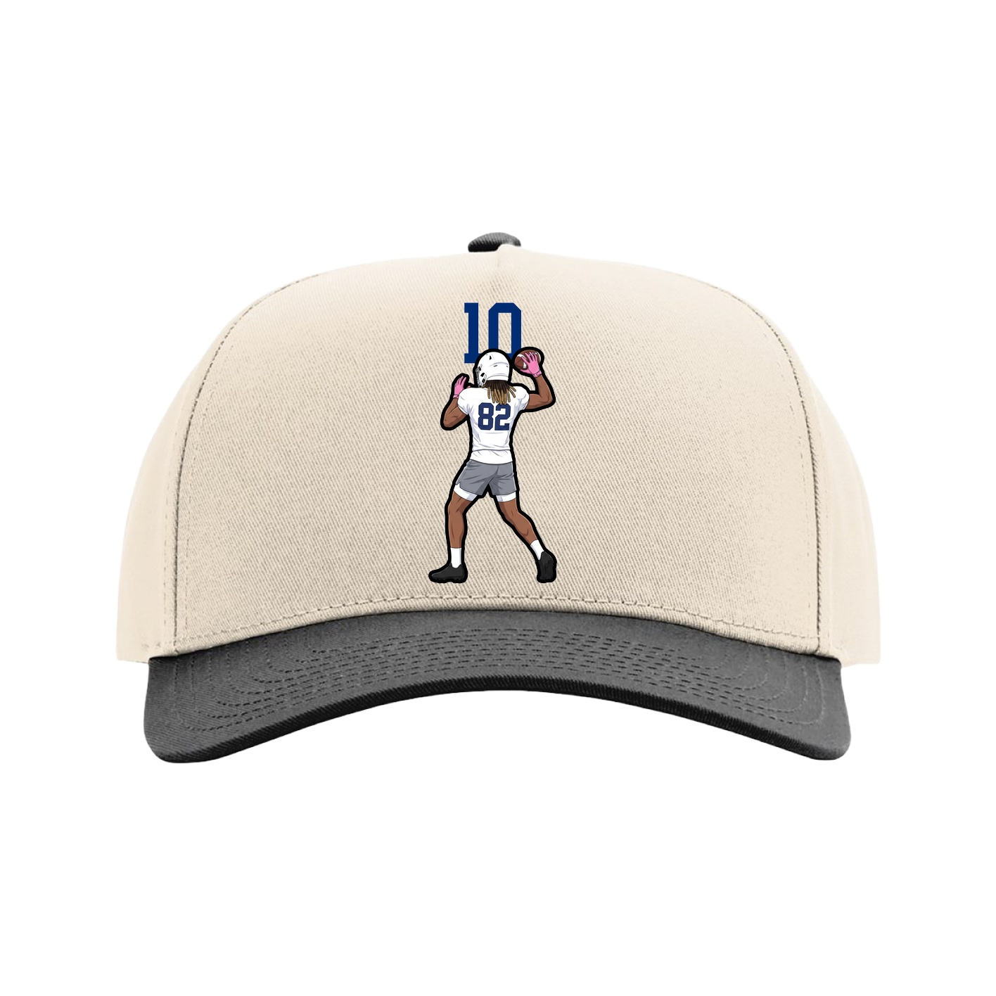 Full Fabric Five-Panel Champ Cap — Number Top in Cream/Black