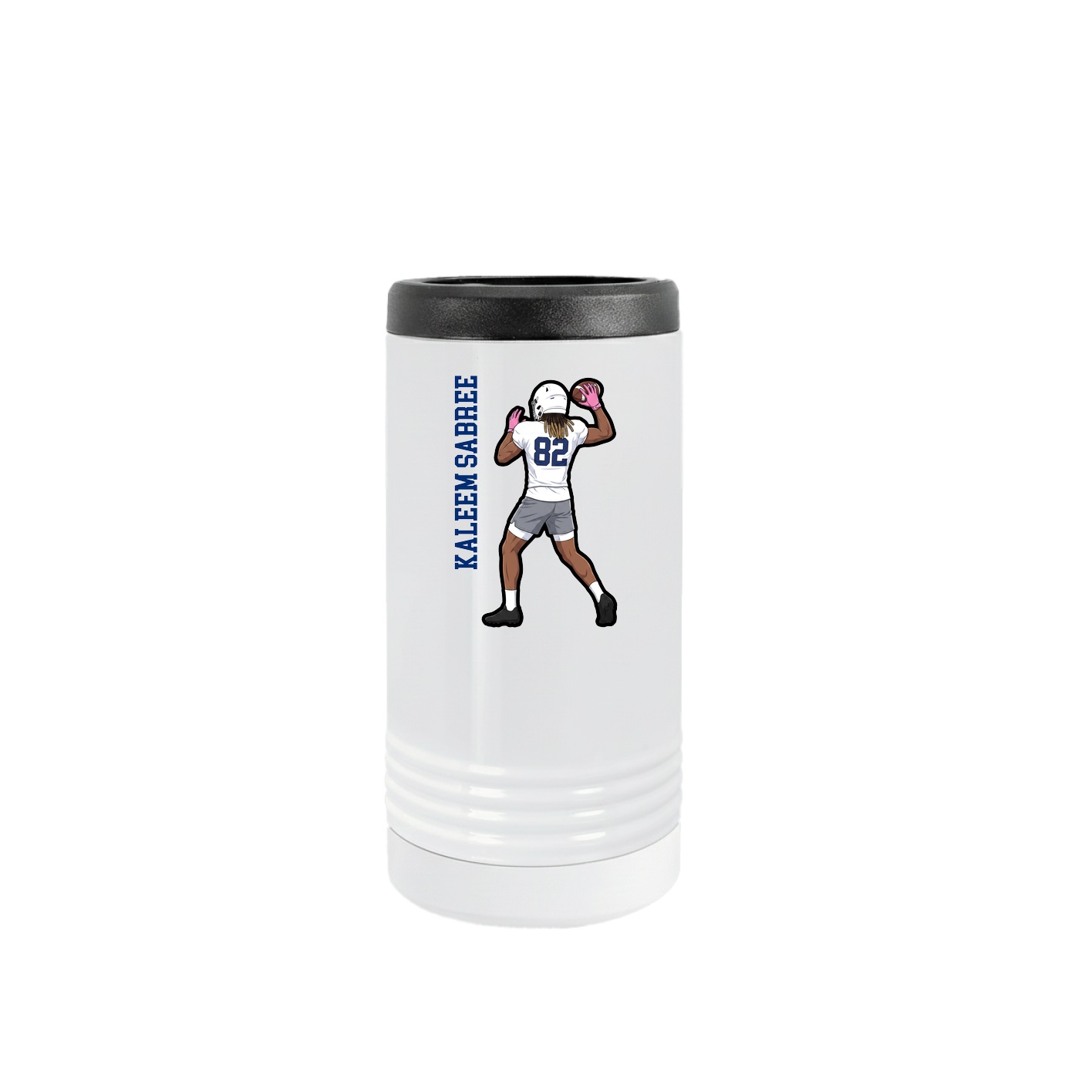 Slim Beverage Holder — Name Vertical in White