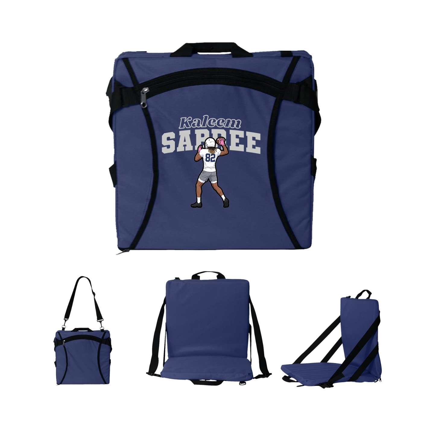 Folding Stadium Seat — Name Arch in Navy