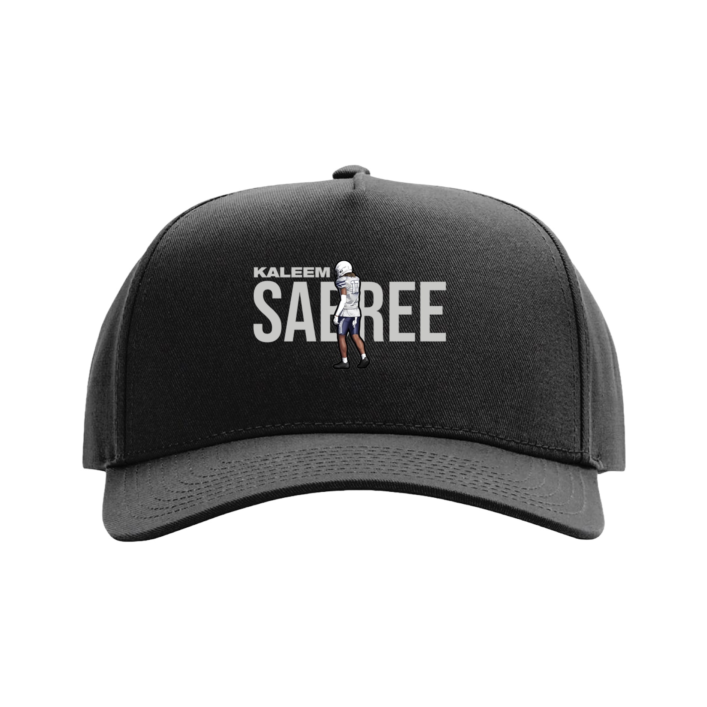 Full Fabric Five-Panel Champ Cap — Player Name in Black