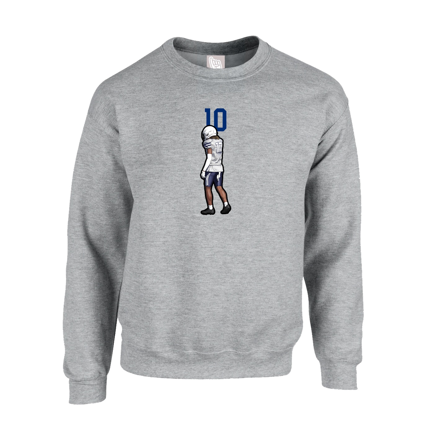 Fleece Crew — Number Top in Grey
