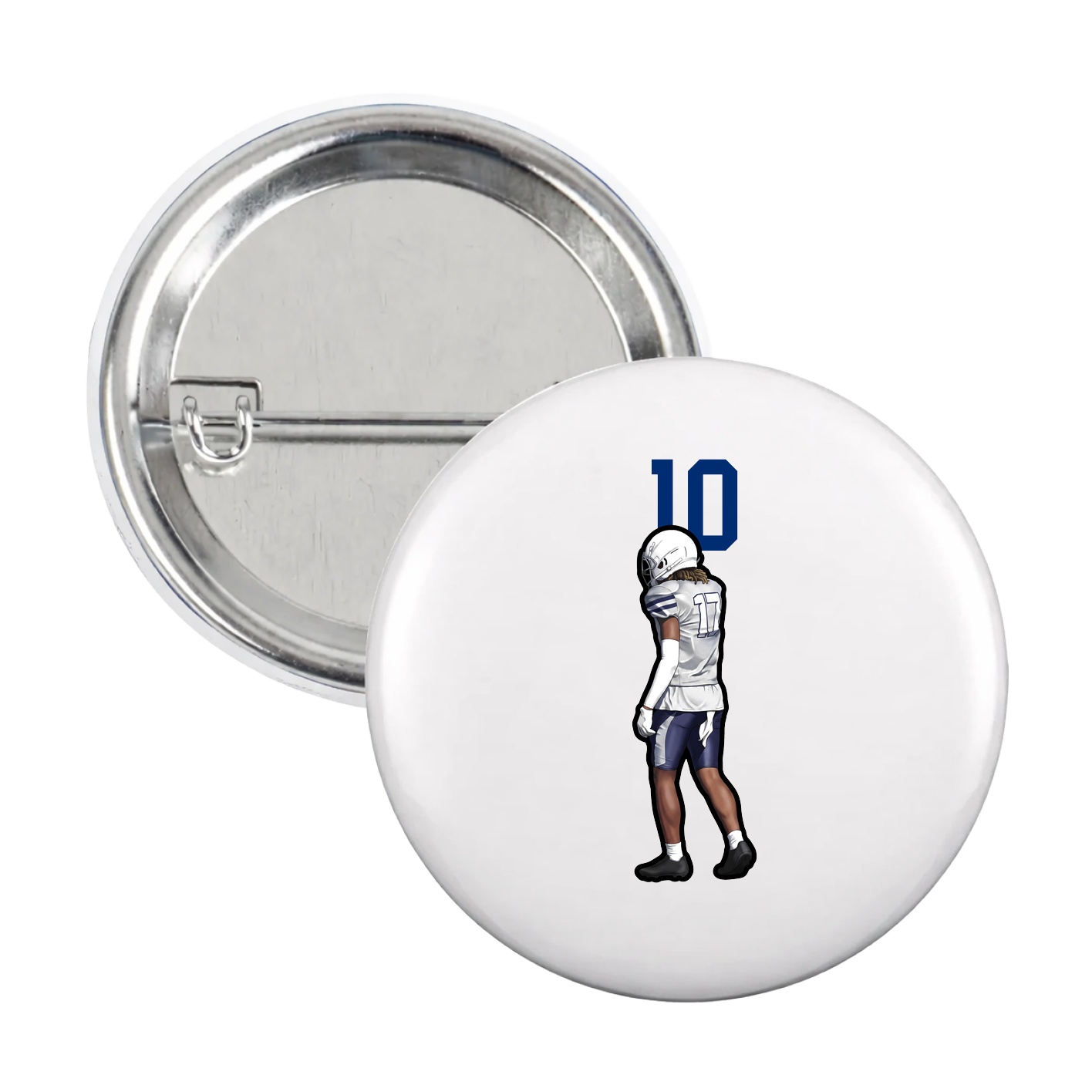 Game Day Button — Number Top in White