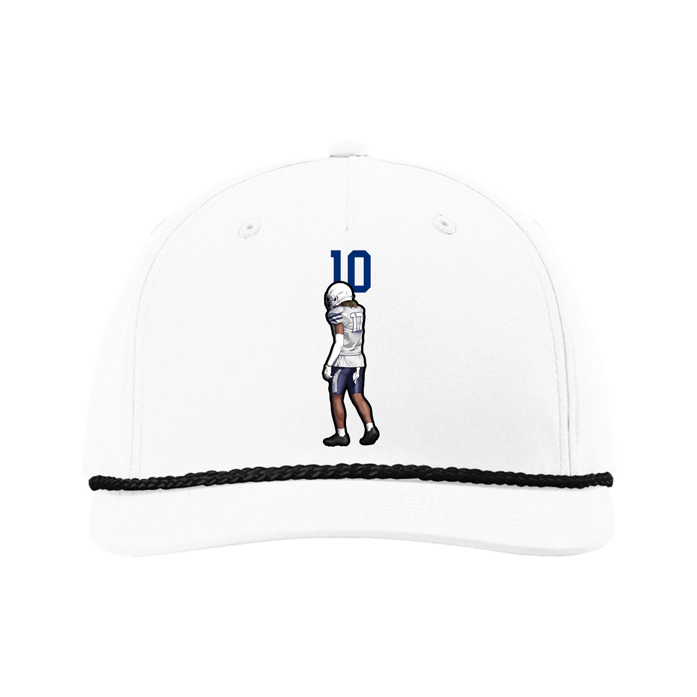 Five-Panel Classic Rope Cap — Number Top in White