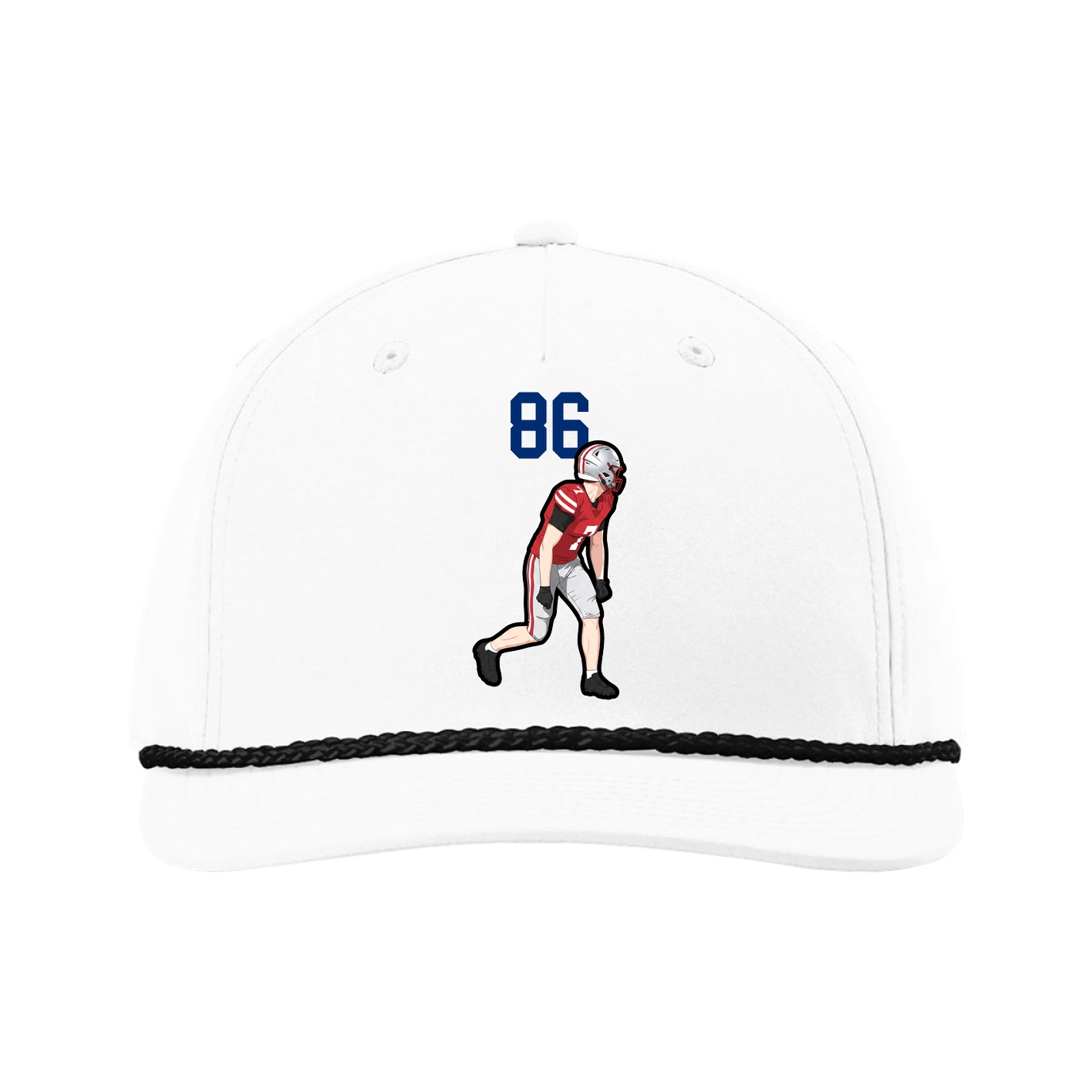 Five-Panel Classic Rope Cap — Number Top in White