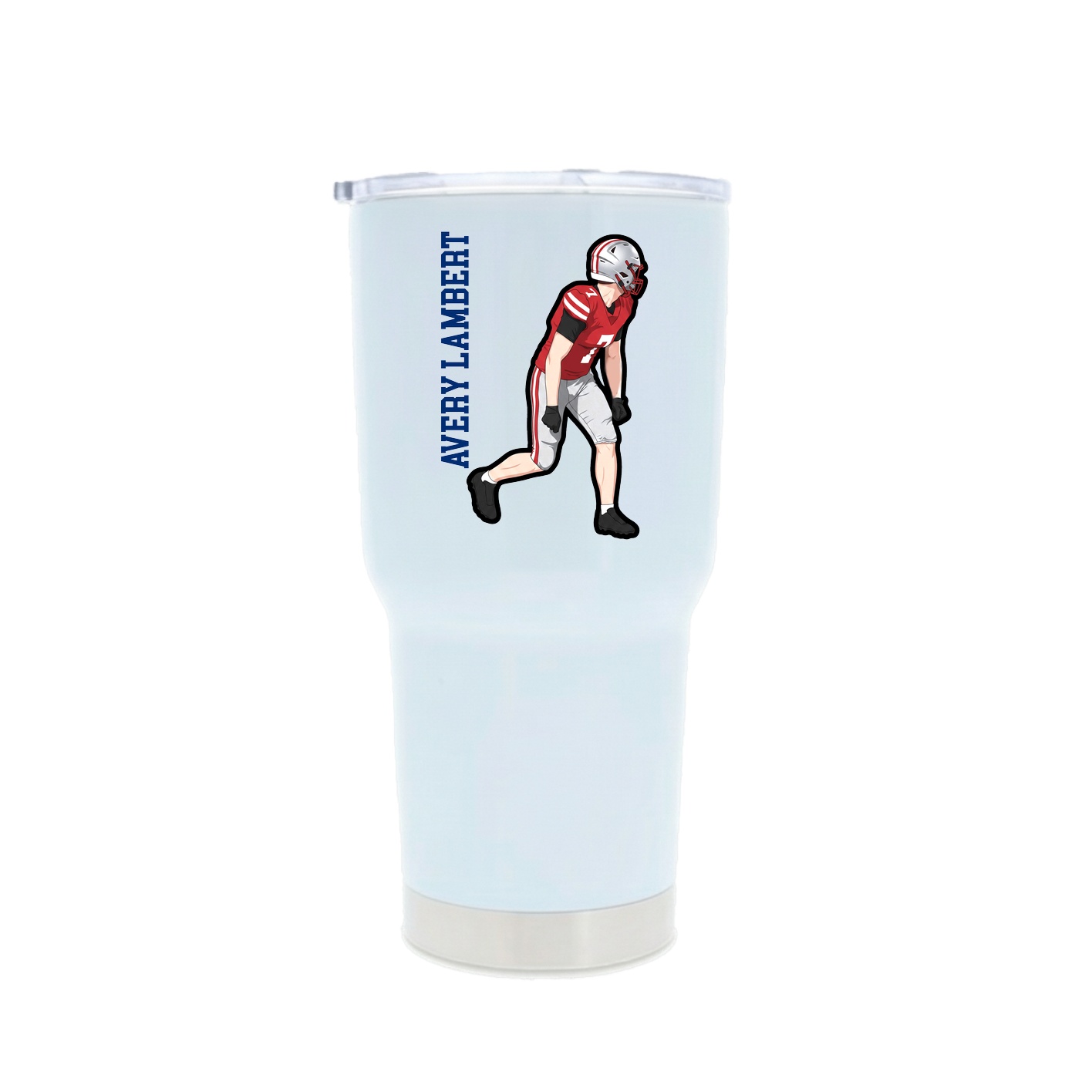 30oz Stainless Steel Tumbler — Name Vertical in White