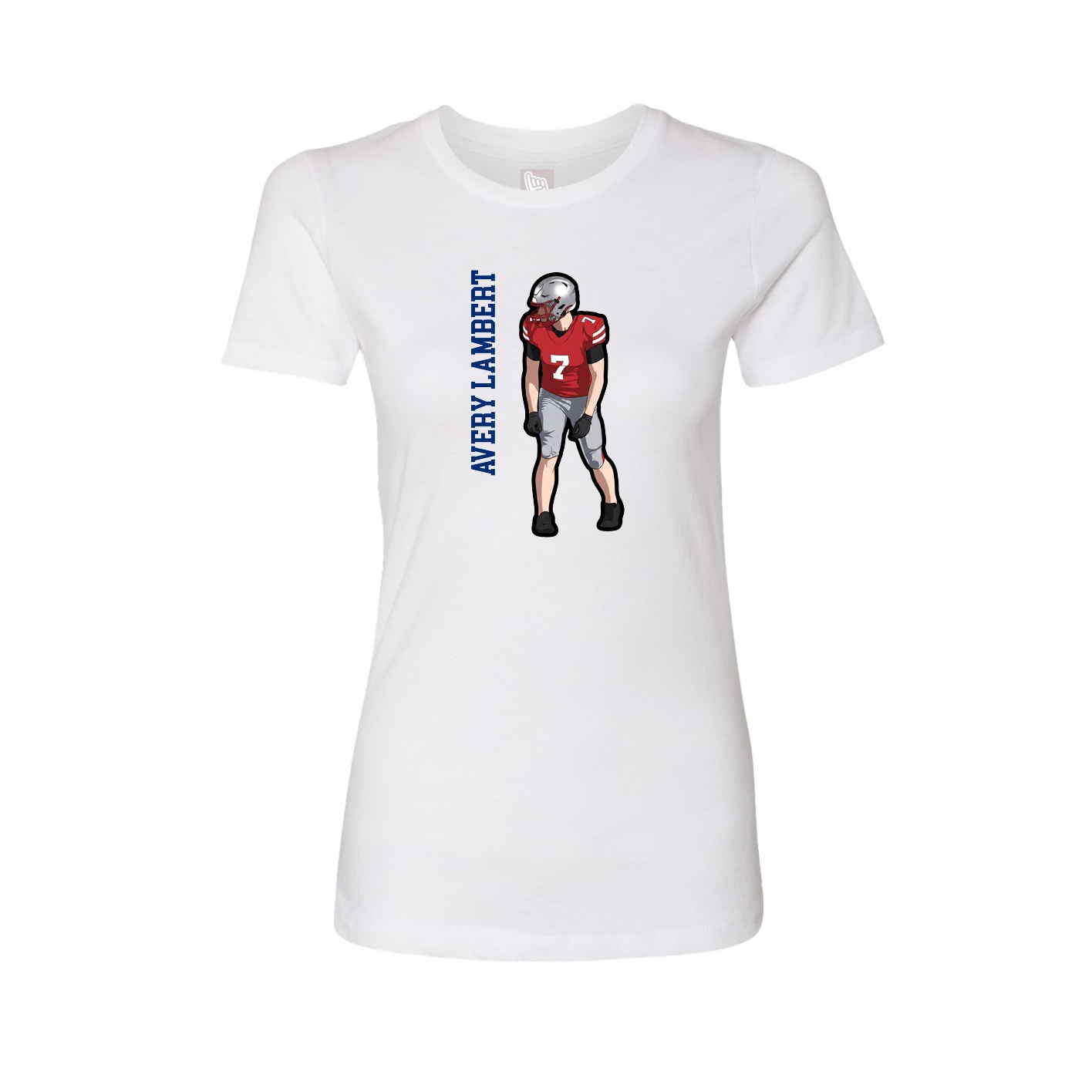 Fitted Women's Tee — Name Vertical in White
