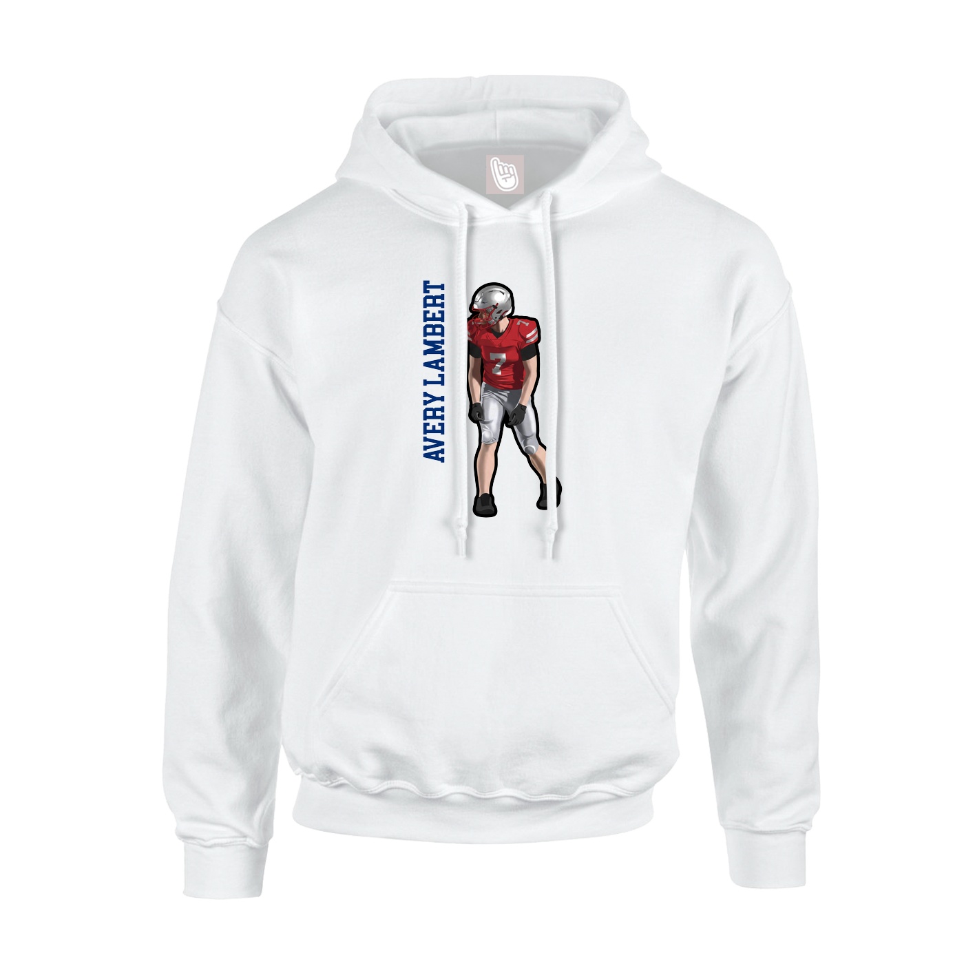 Youth Hoodie — Name Vertical in White