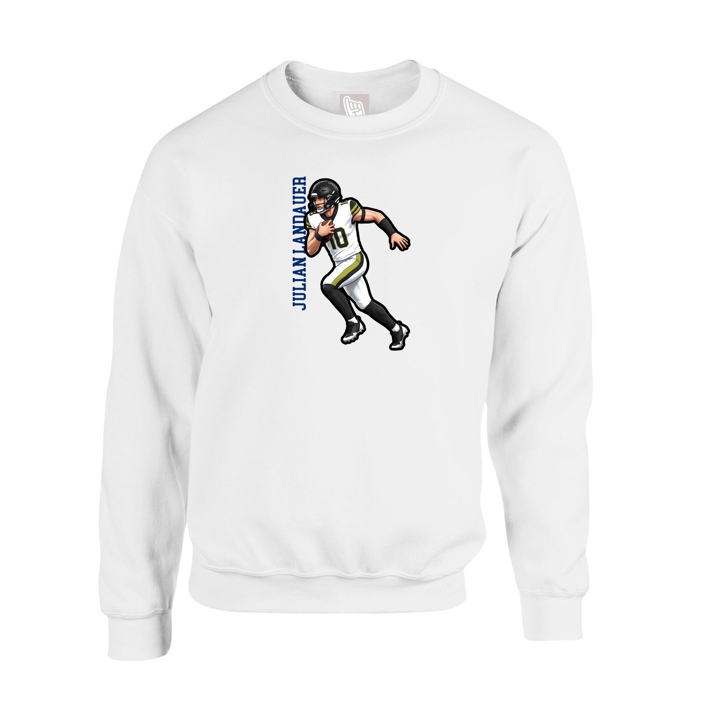 Fleece Crew — Name Vertical in White