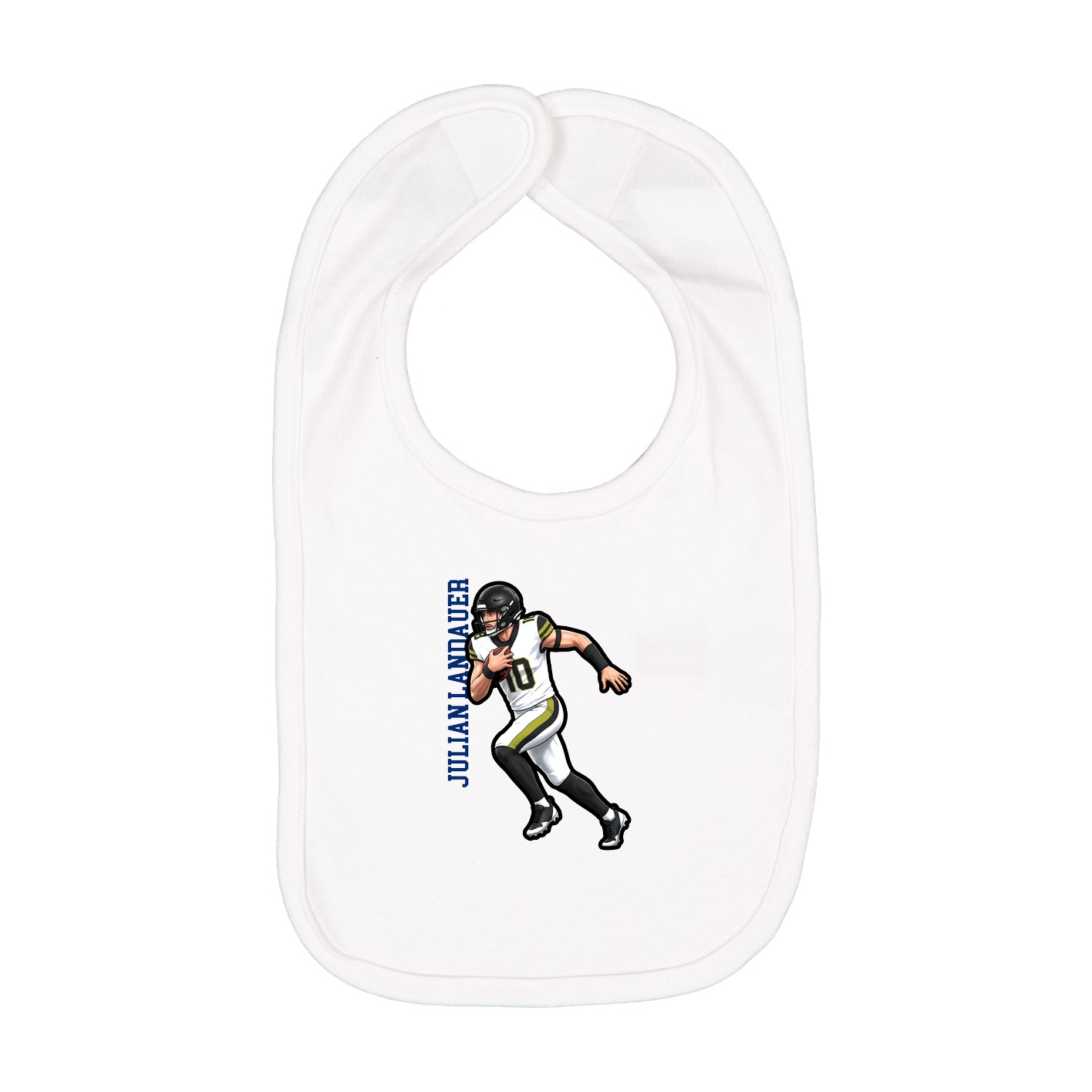 Infant Bib — Name Vertical in White