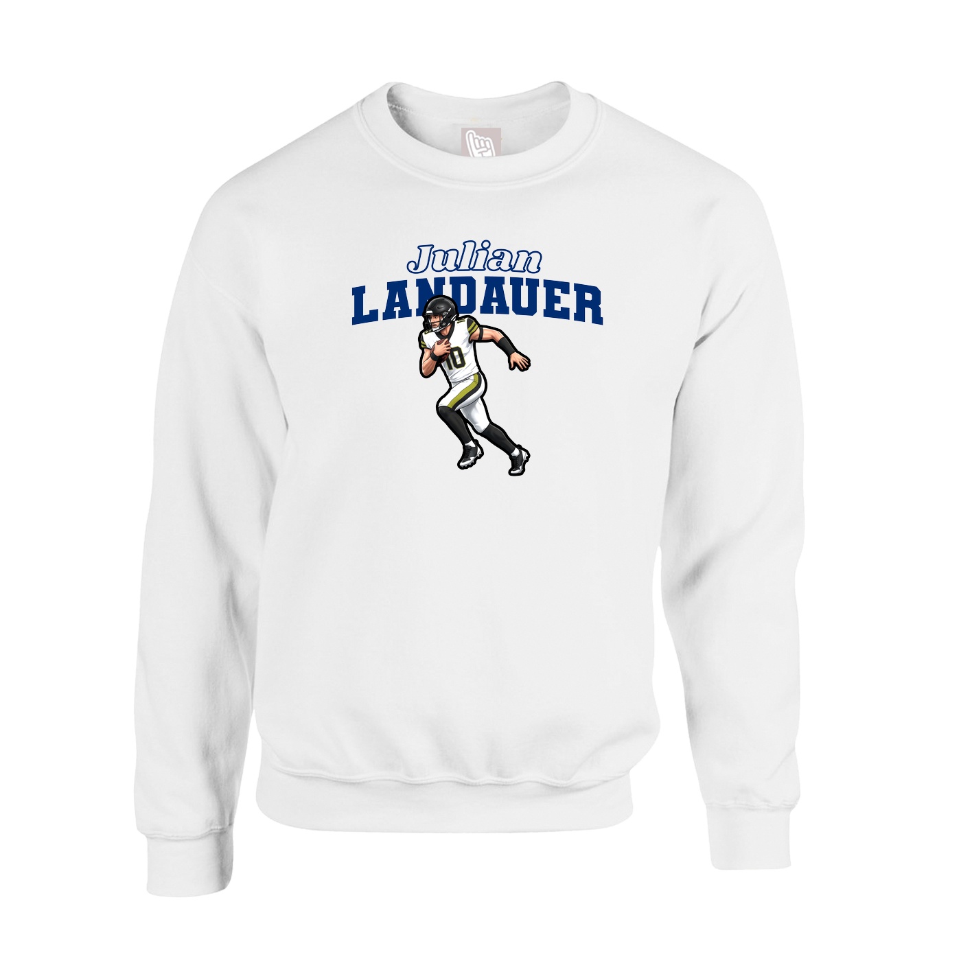 Fleece Crew — Name Arch in White