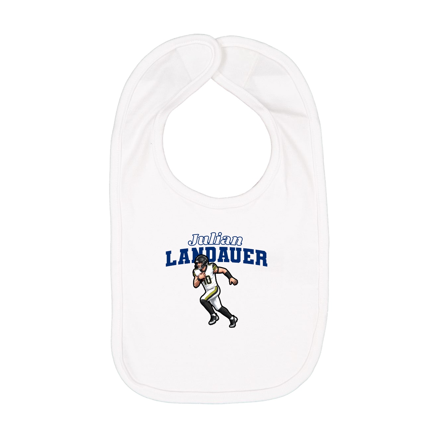 Infant Bib — Name Arch in White