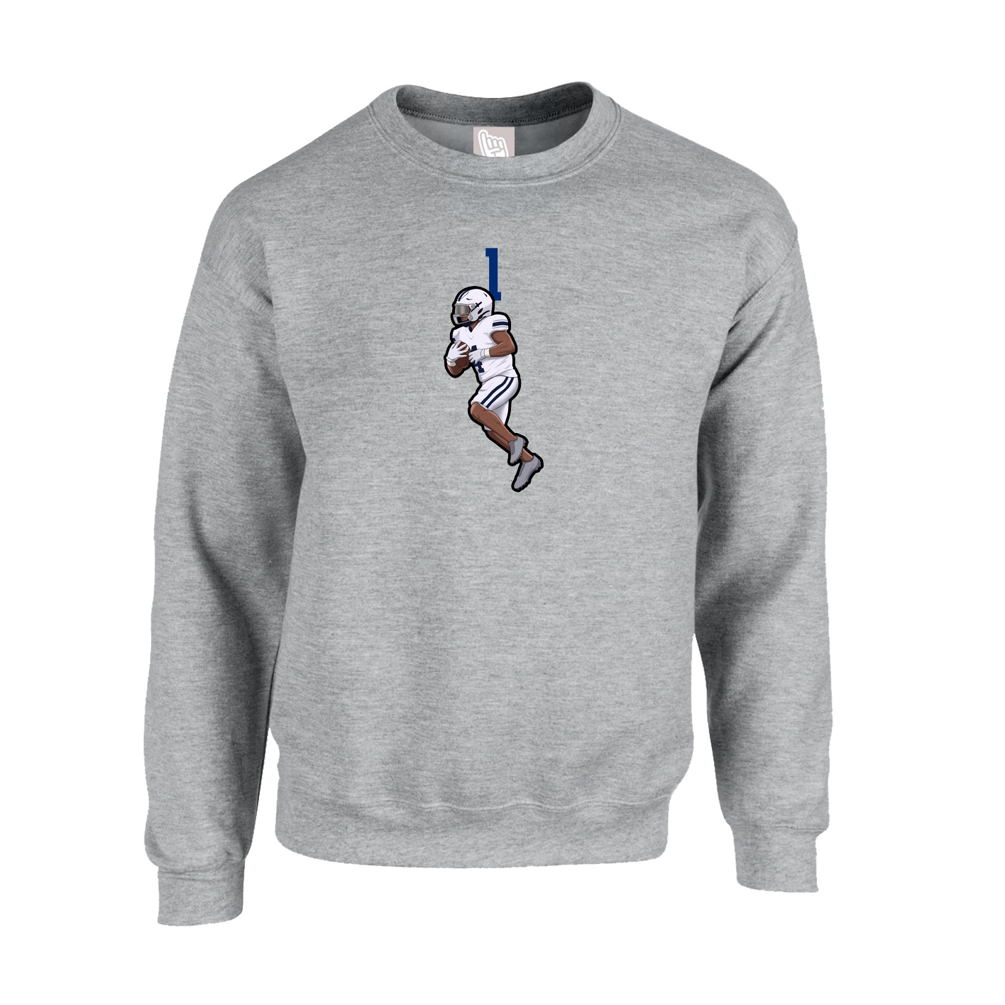 Fleece Crew — Number Top in Grey