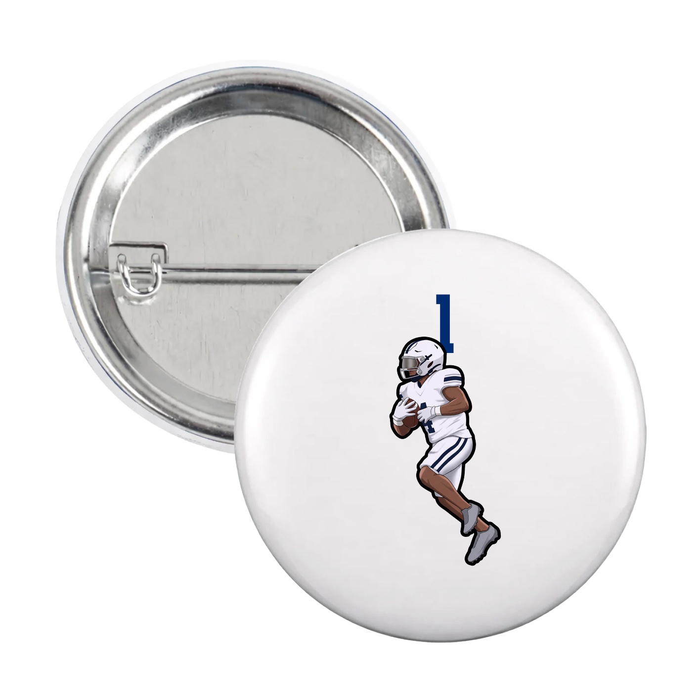 Game Day Button — Number Top in White
