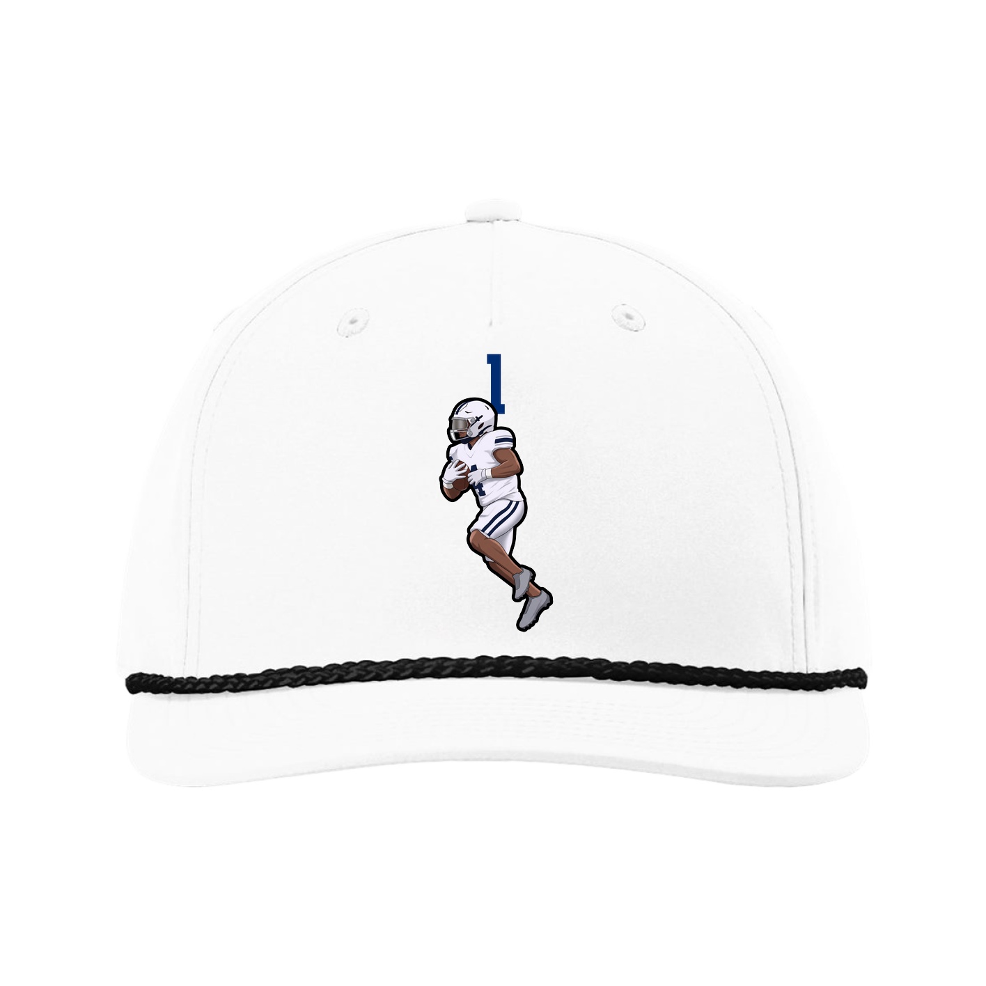 Five-Panel Classic Rope Cap — Number Top in White
