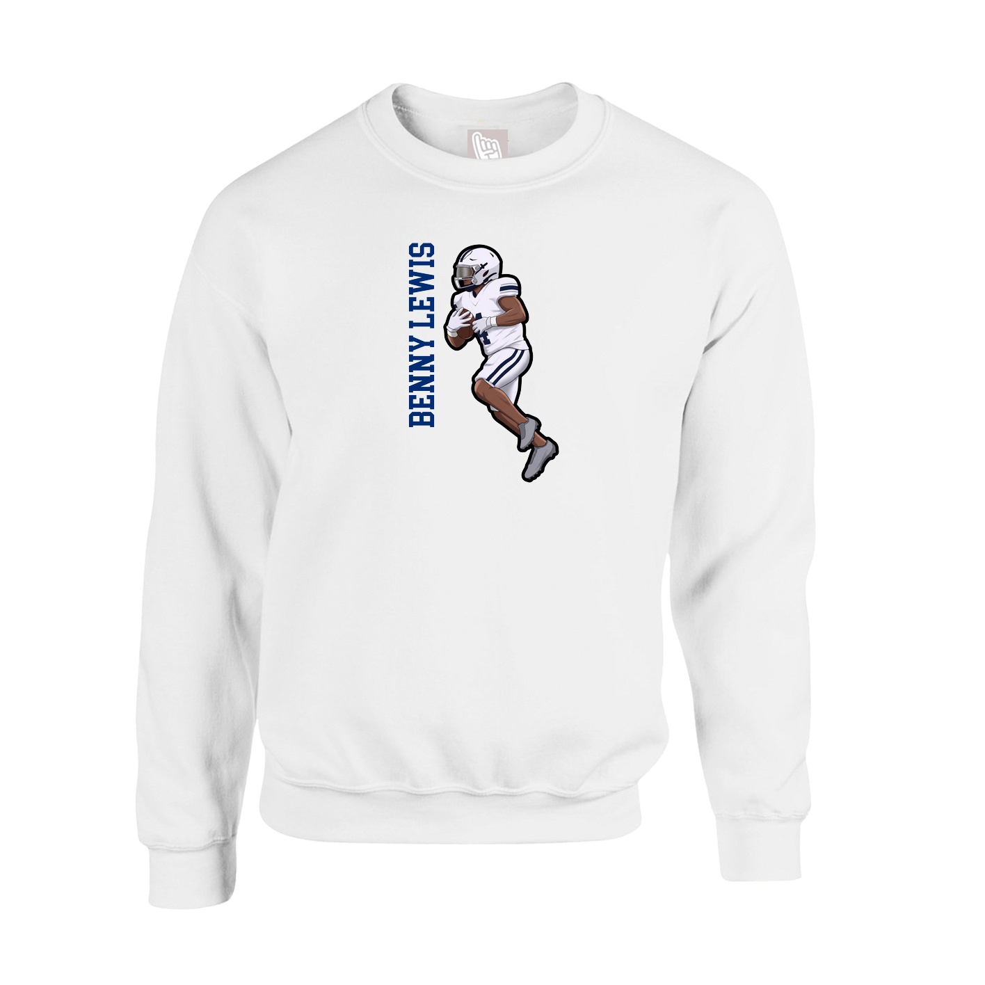 Fleece Crew — Name Vertical in White