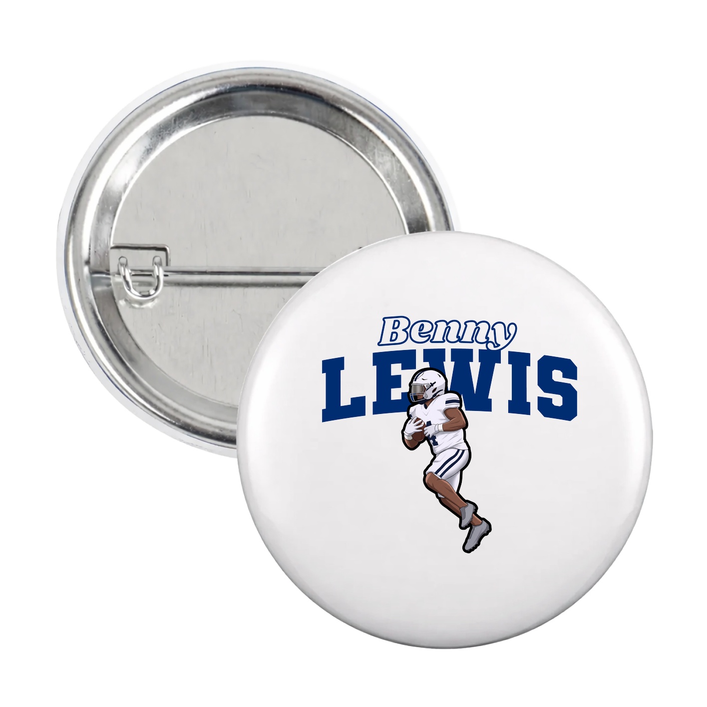Game Day Button — Name Arch in White