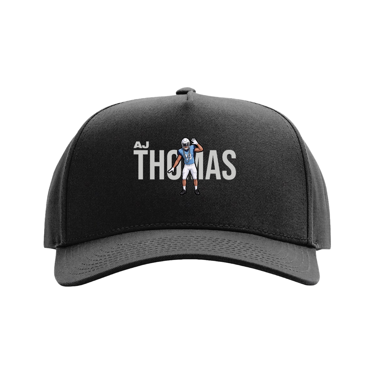 Full Fabric Five-Panel Champ Cap — Player Name in Black