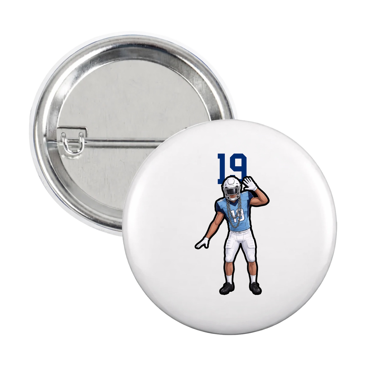 Game Day Button — Number Top in White