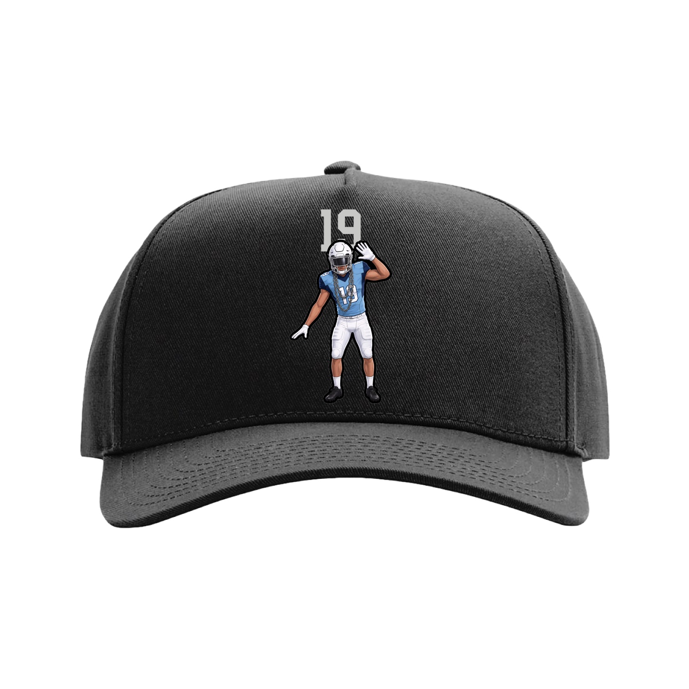 Full Fabric Five-Panel Champ Cap — Number Top in Black