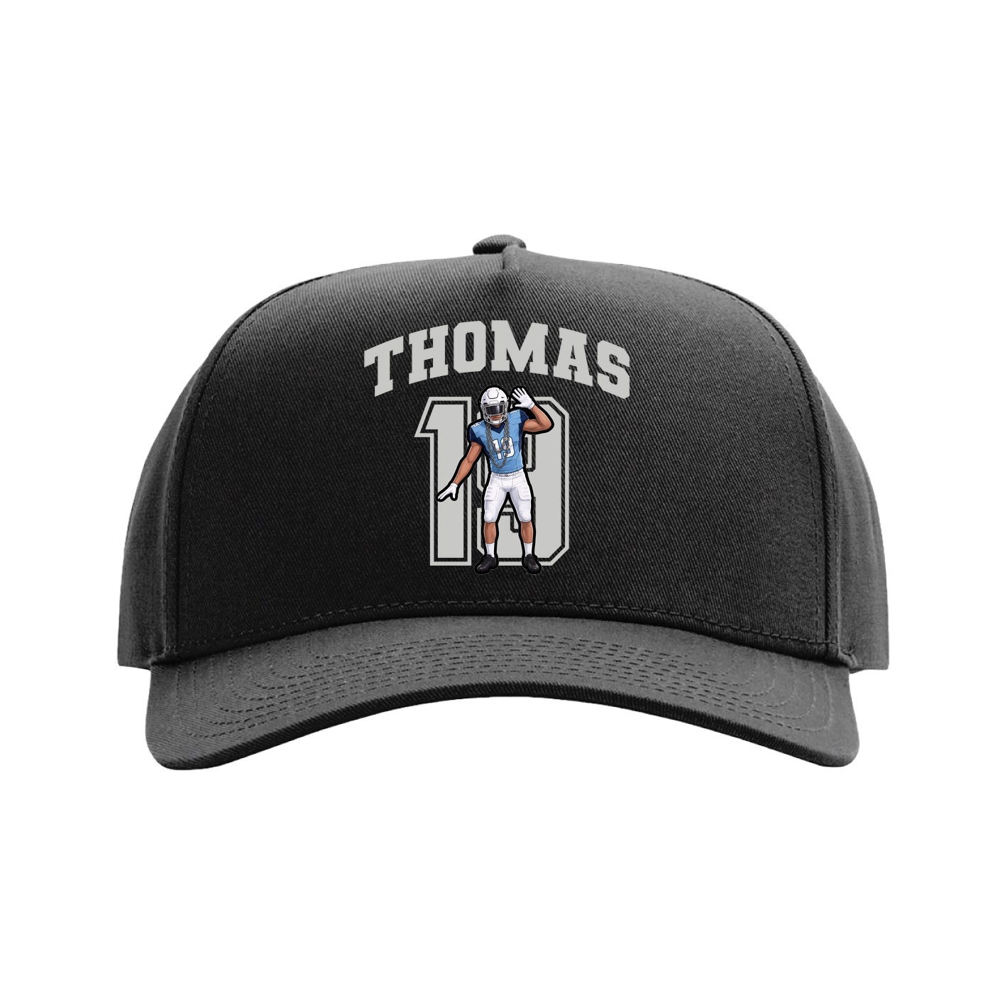 Full Fabric Five-Panel Champ Cap — Number in Black