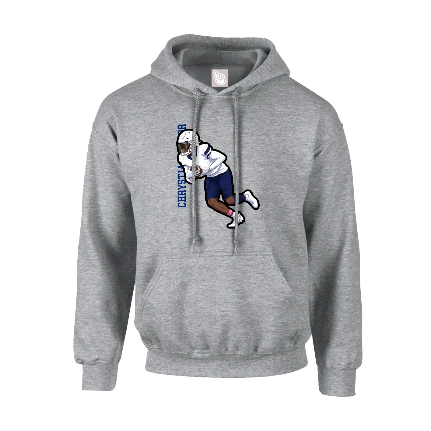 Hoodie — Name Vertical in Grey