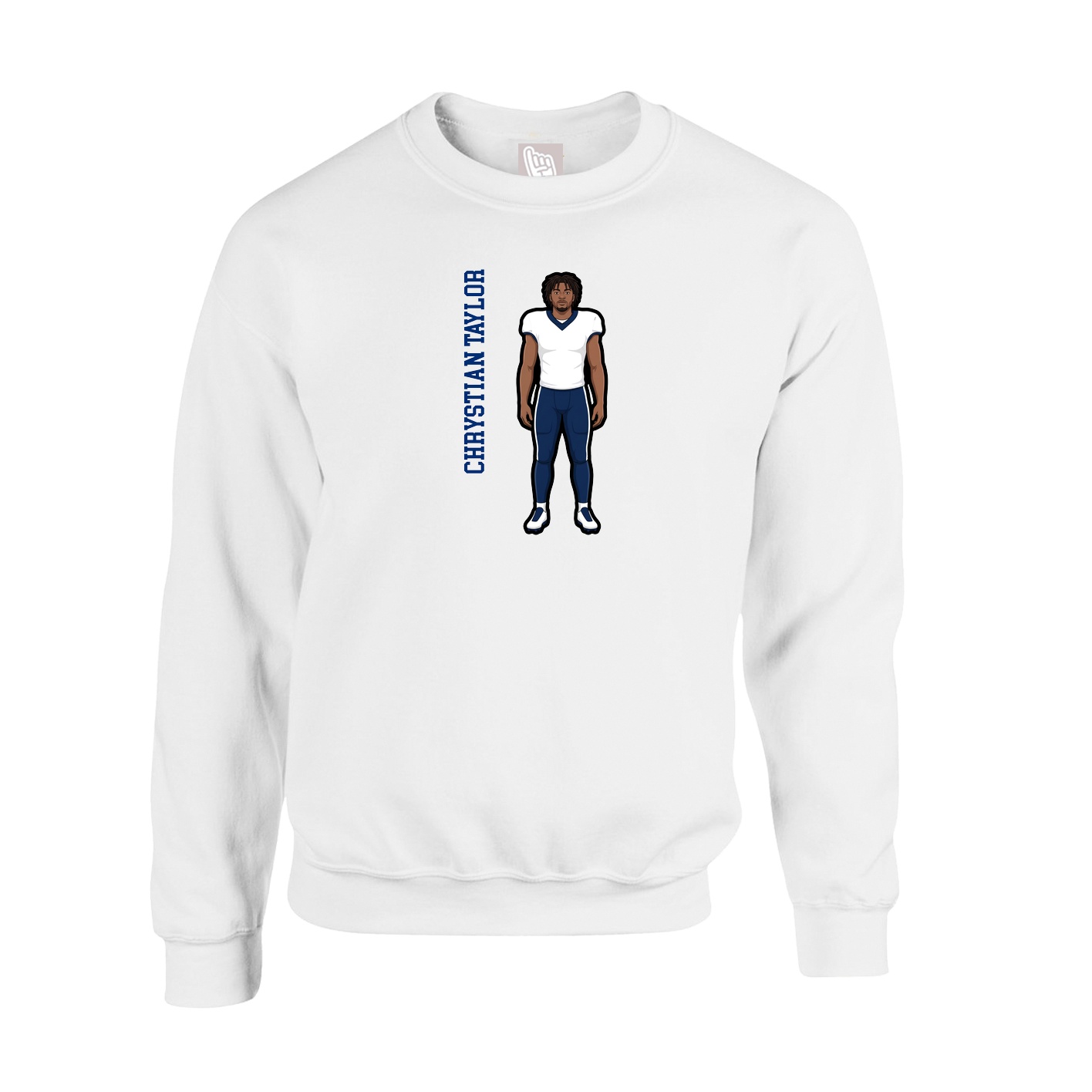 Fleece Crew — Name Vertical in White