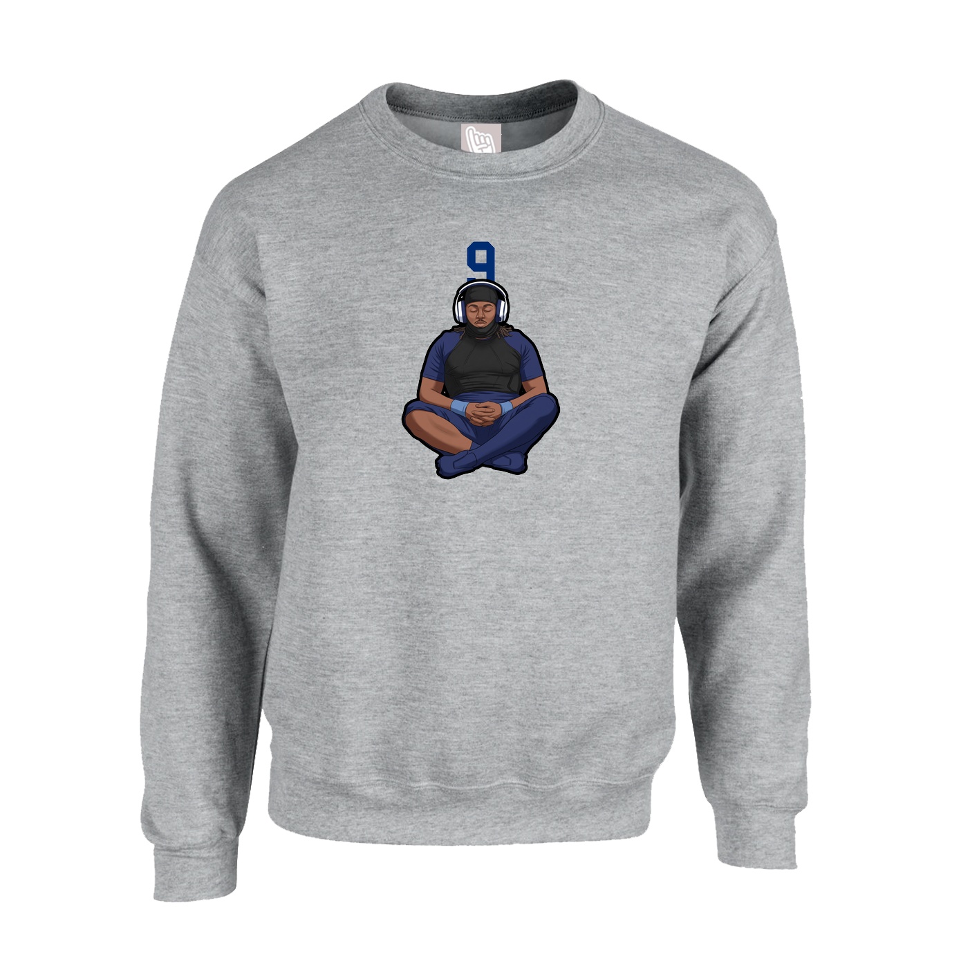 Fleece Crew — Number Top in Grey