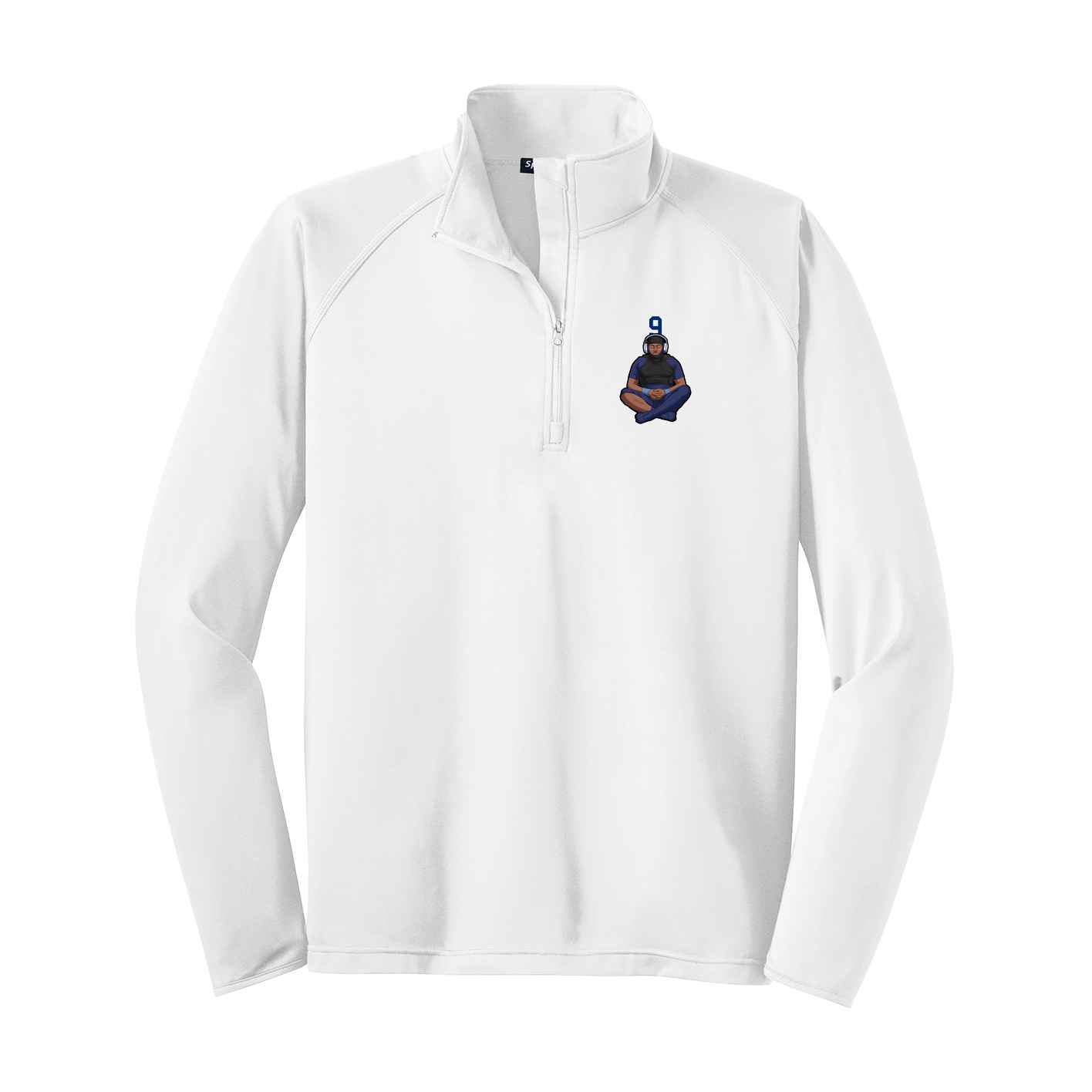 Q-Zip Pullover — Number Top in White